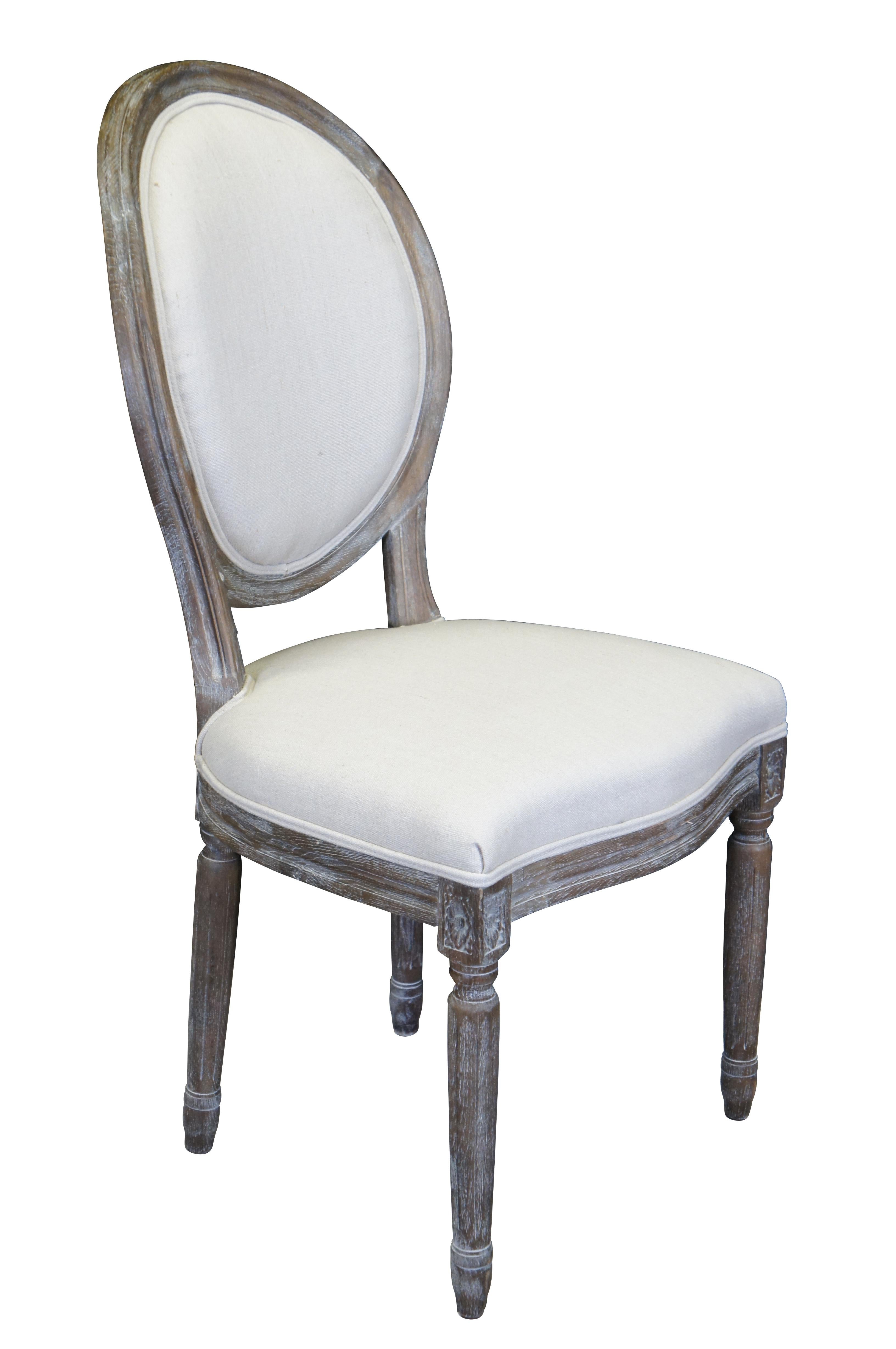French Provincial 6 Restoration Hardware French Country Tuscan Linen Side Dining Chairs