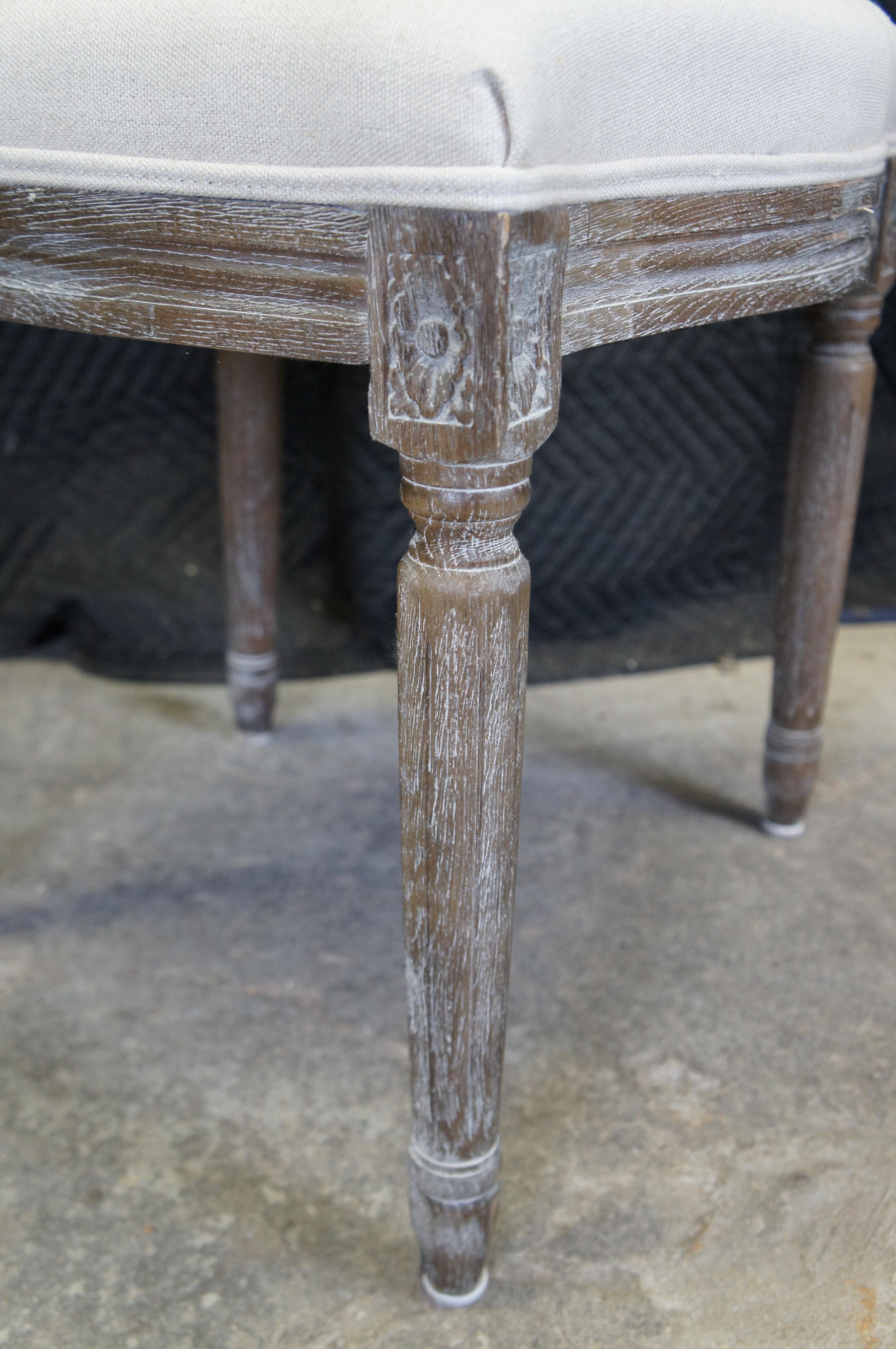 6 Restoration Hardware French Country Tuscan Linen Side Dining Chairs In Good Condition In Dayton, OH