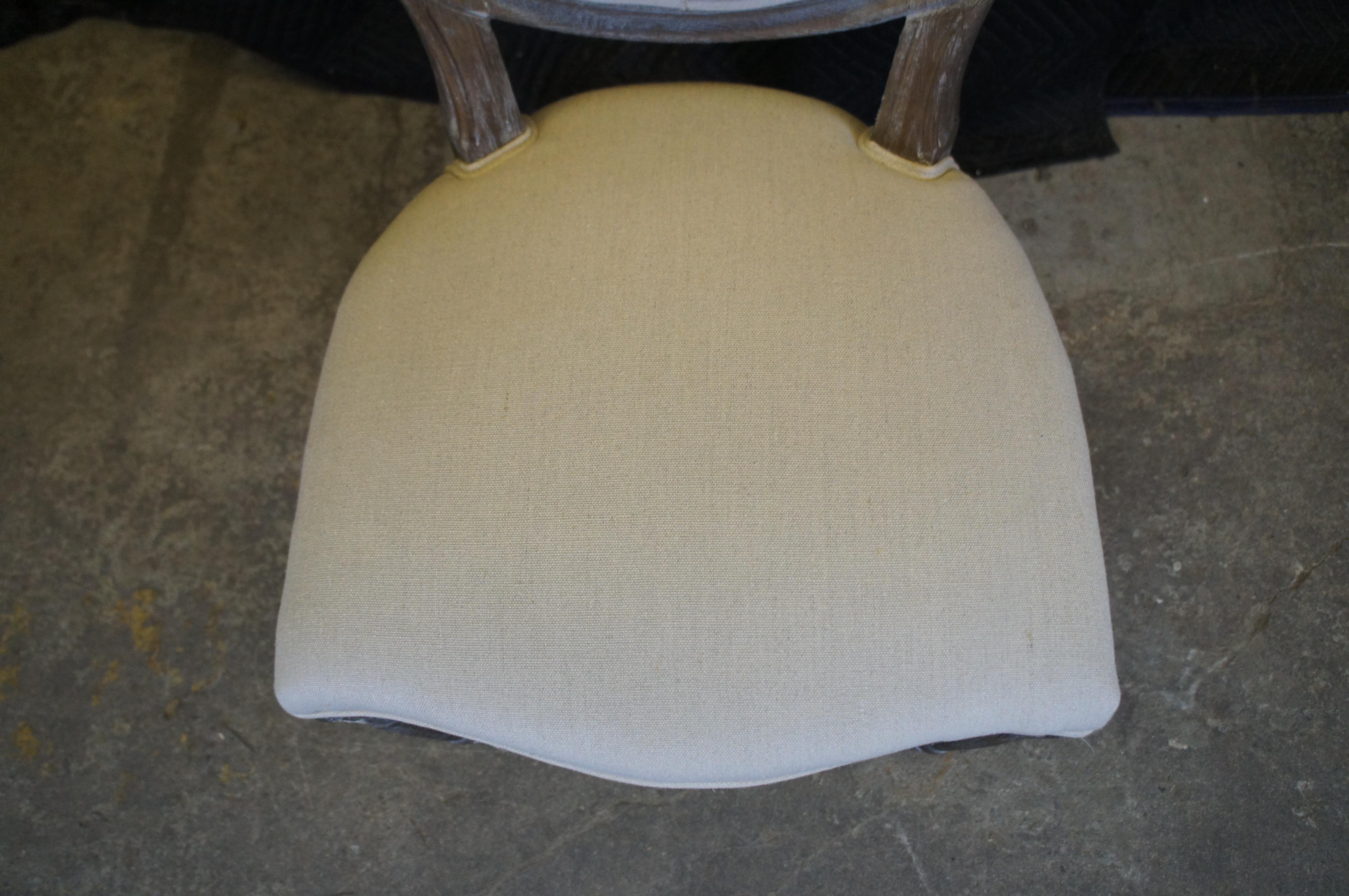 6 Restoration Hardware French Country Tuscan Linen Side Dining Chairs 1