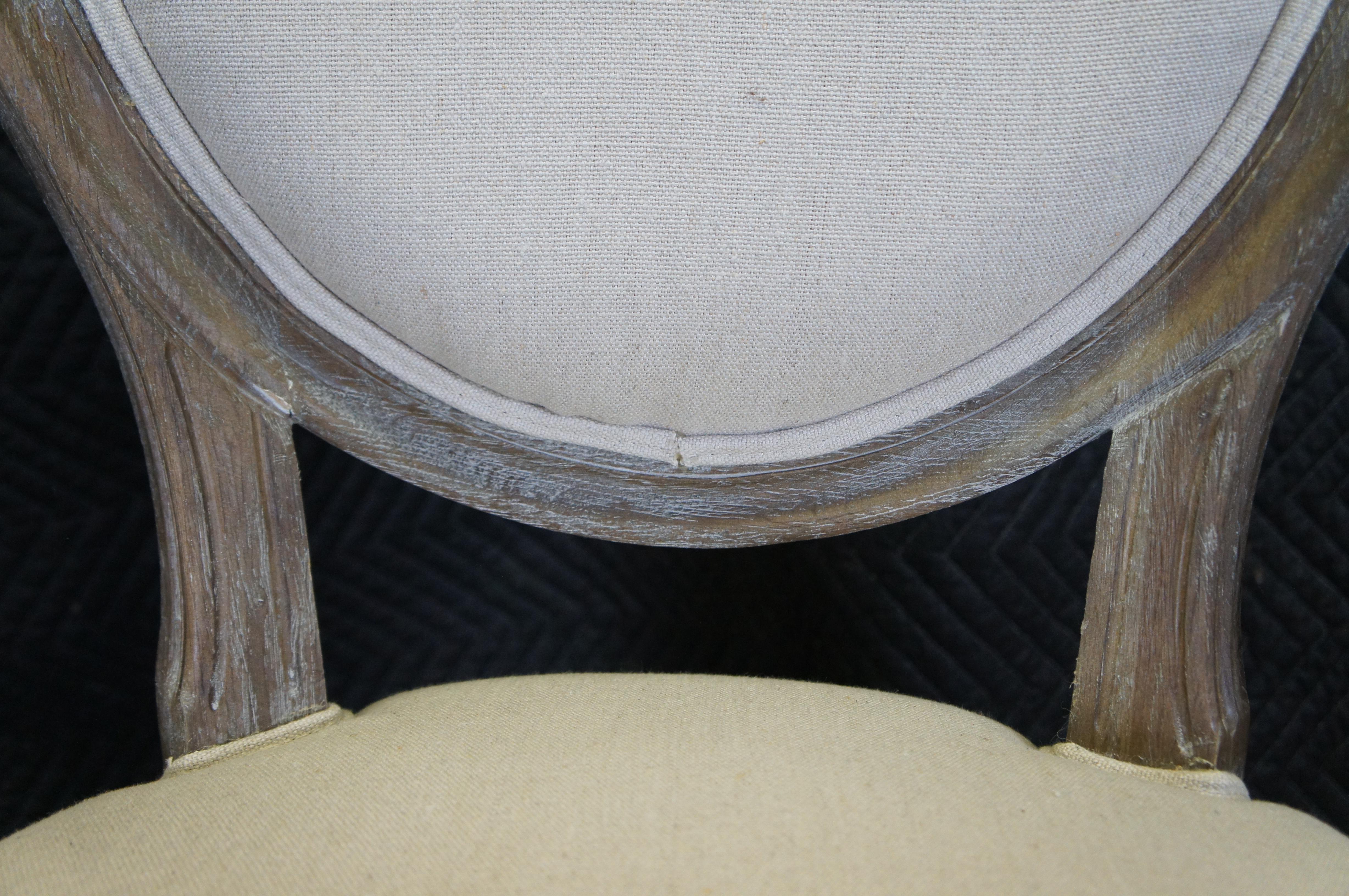 6 Restoration Hardware French Country Tuscan Linen Side Dining Chairs 2