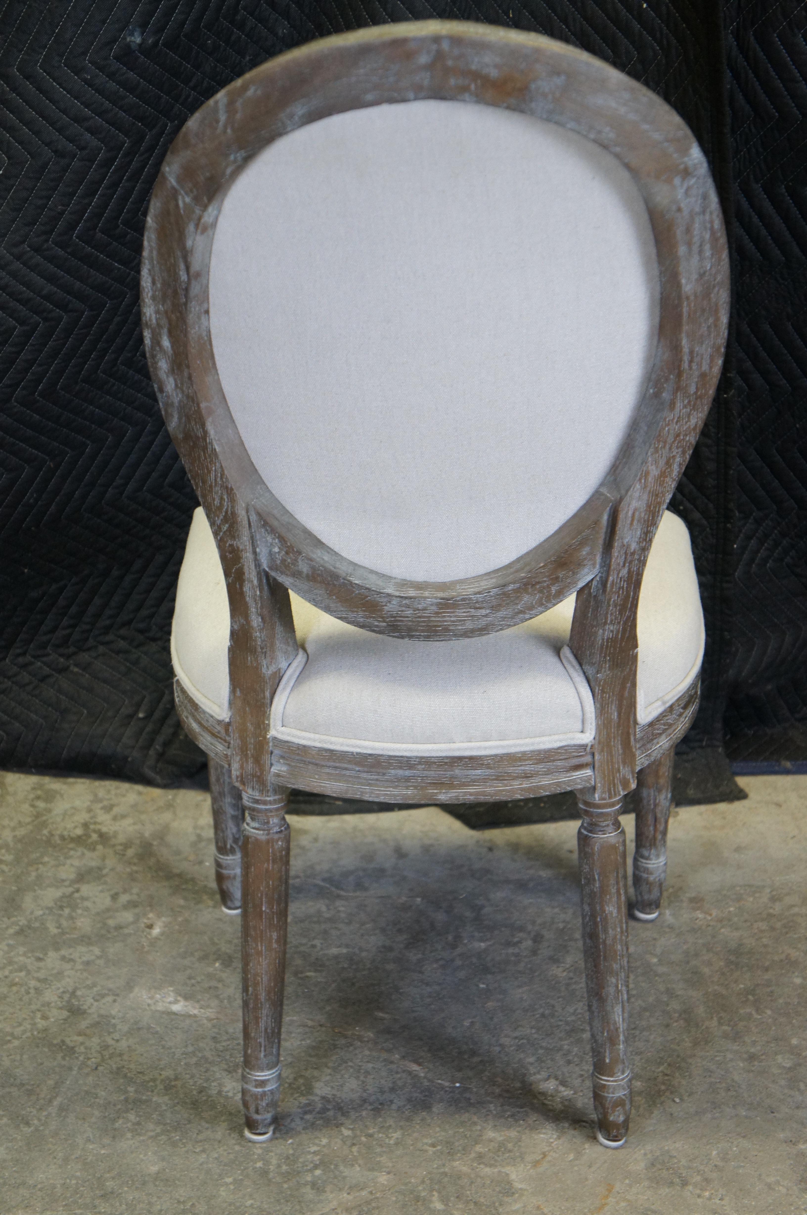 6 Restoration Hardware French Country Tuscan Linen Side Dining Chairs 3