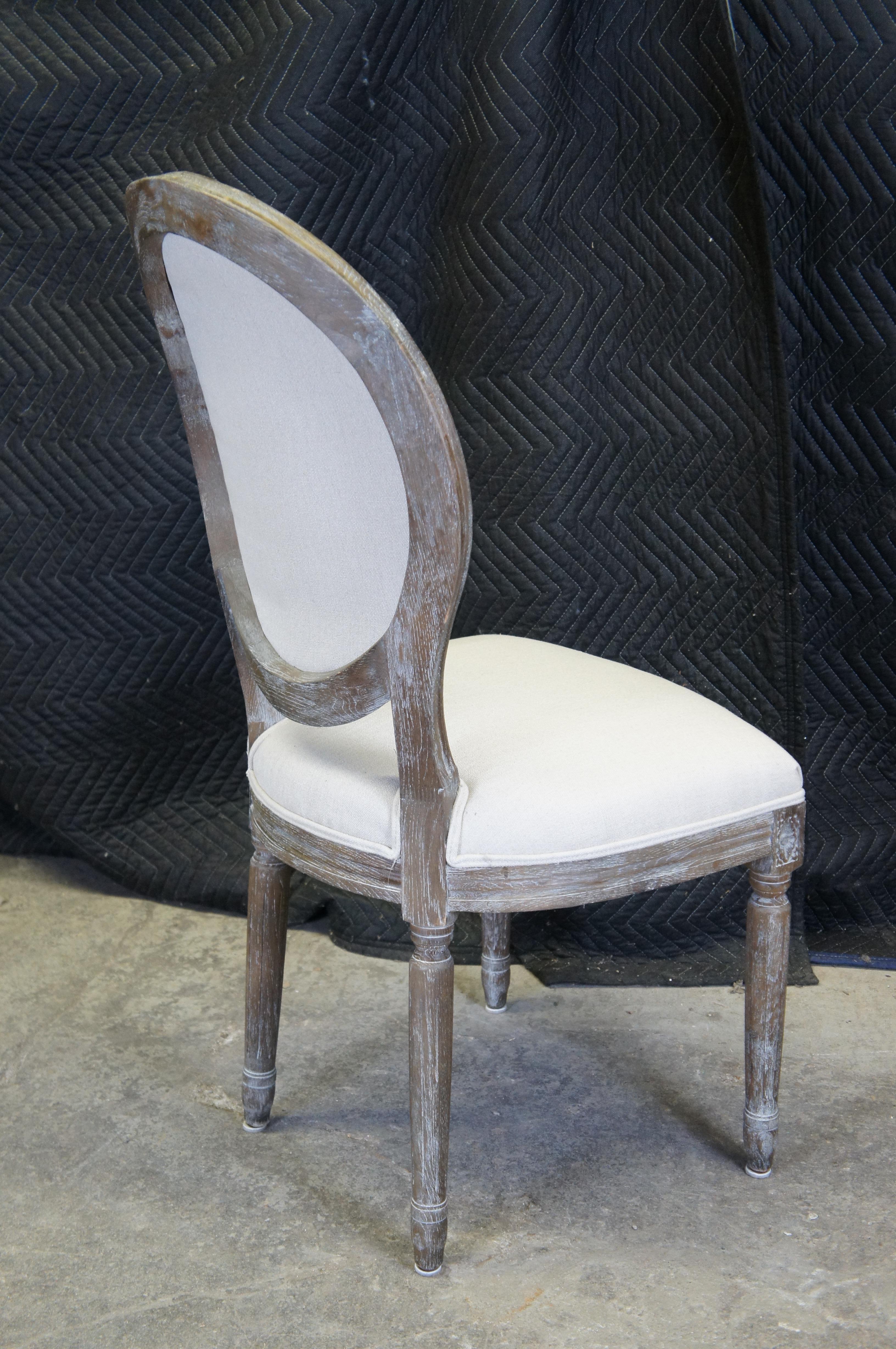6 Restoration Hardware French Country Tuscan Linen Side Dining Chairs 4
