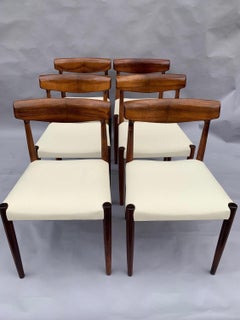 6 Rosewood Danish Knud Færch for Slagelse Møbelfabrik Dining Chairs, Model 343