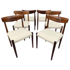 6 Rosewood Danish Knud Færch for Slagelse Møbelfabrik Dining Chairs, Model 343