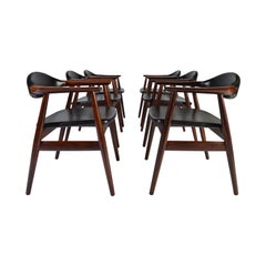 6 Rosewood Erik Kirkegaard Dining Armchairs Produced by Hong Stolefabrik