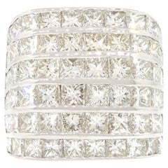 Six Row Princess Cut Diamond Wide Band Ring