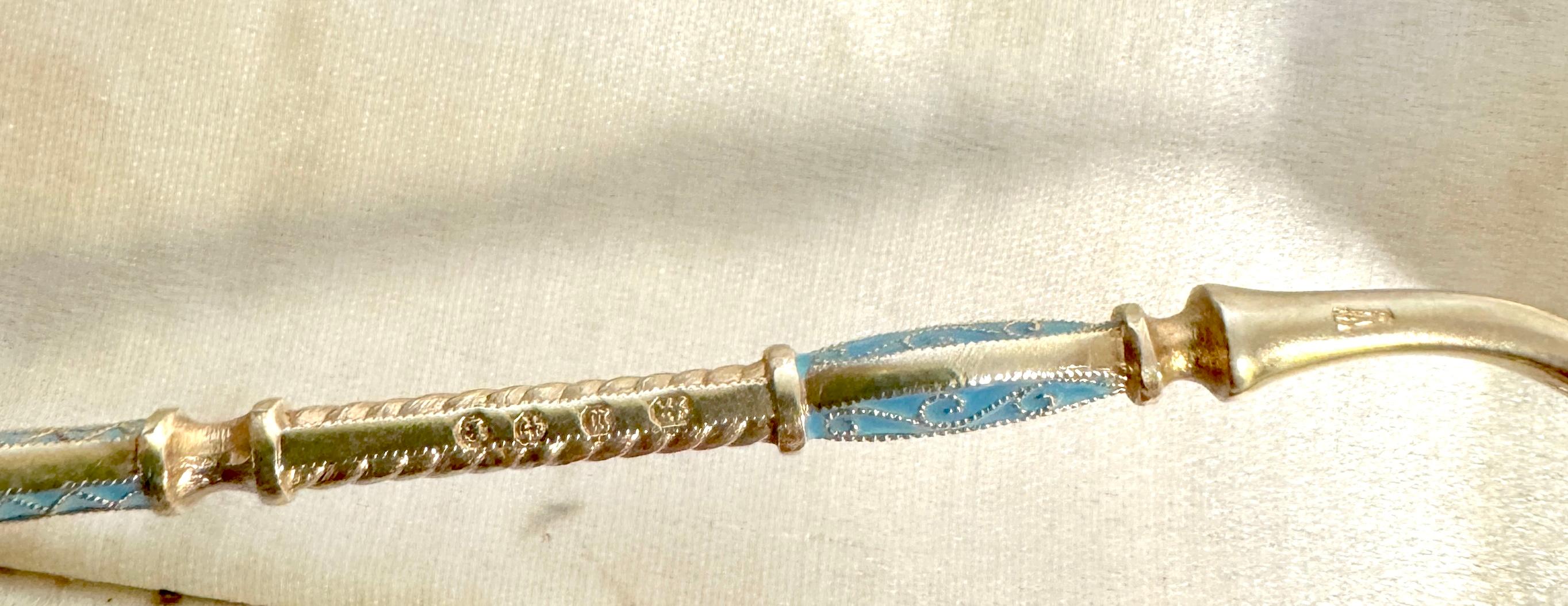 6 Cucharas de plata esmaltada estilo ruso, George Edward & Sons, Glasgow, 1888 en venta 6