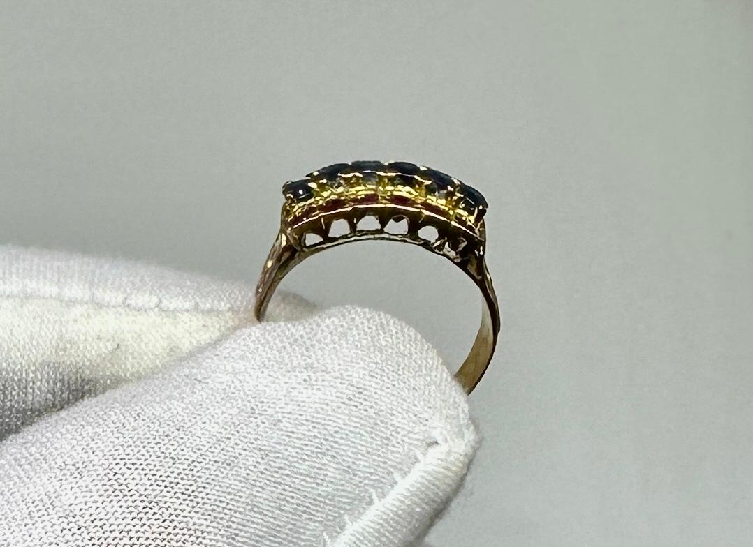 6 Zafiro 12 Rubí Anillo Anillos Apilados Oro Renacimiento Bizantino en venta 2