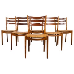 6 Scandinavian Teak & Rattan Dining Chairs by IKEA