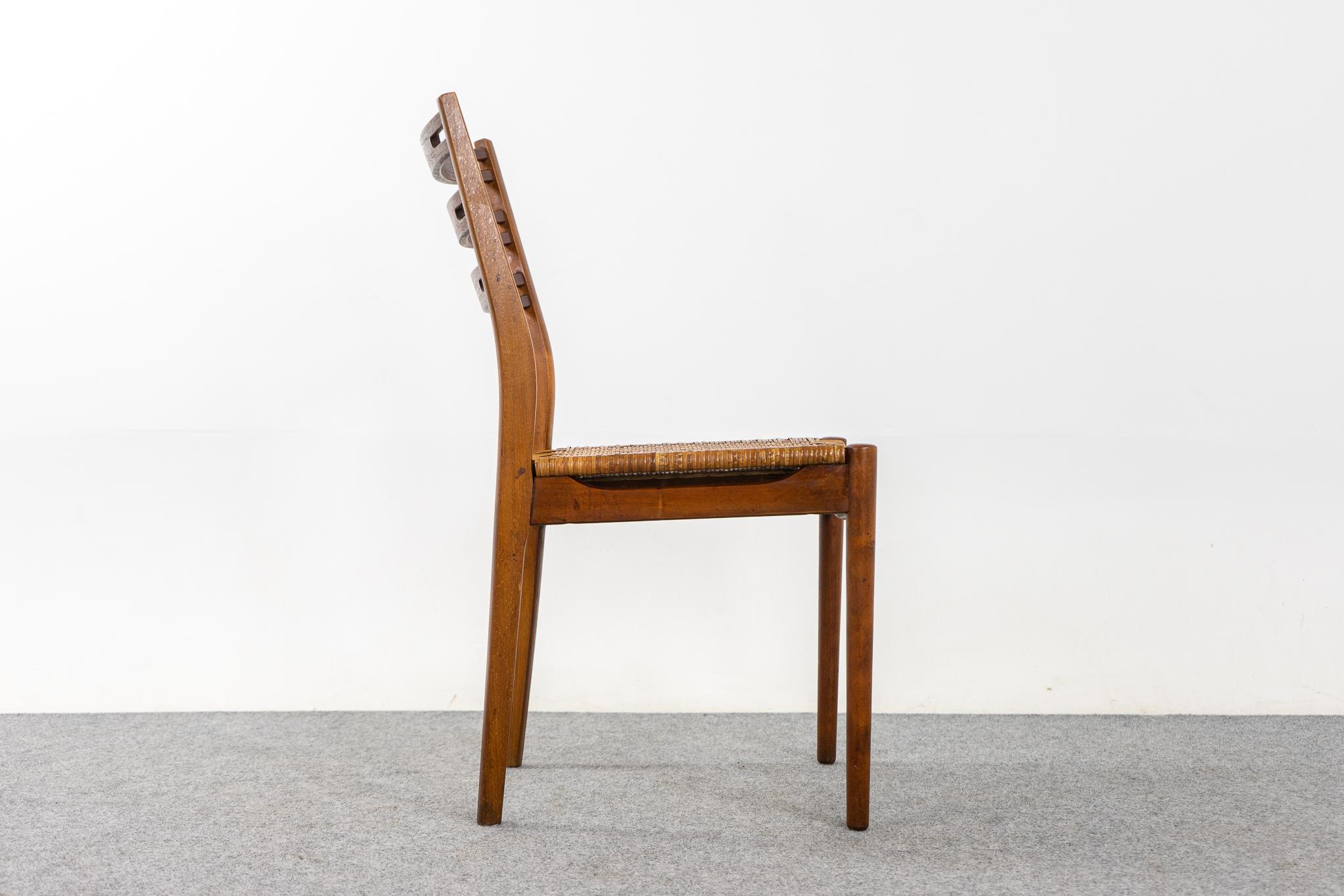 Woven 6 Scandinavian Teak & Rattan Dining Chairs by IKEA For Sale