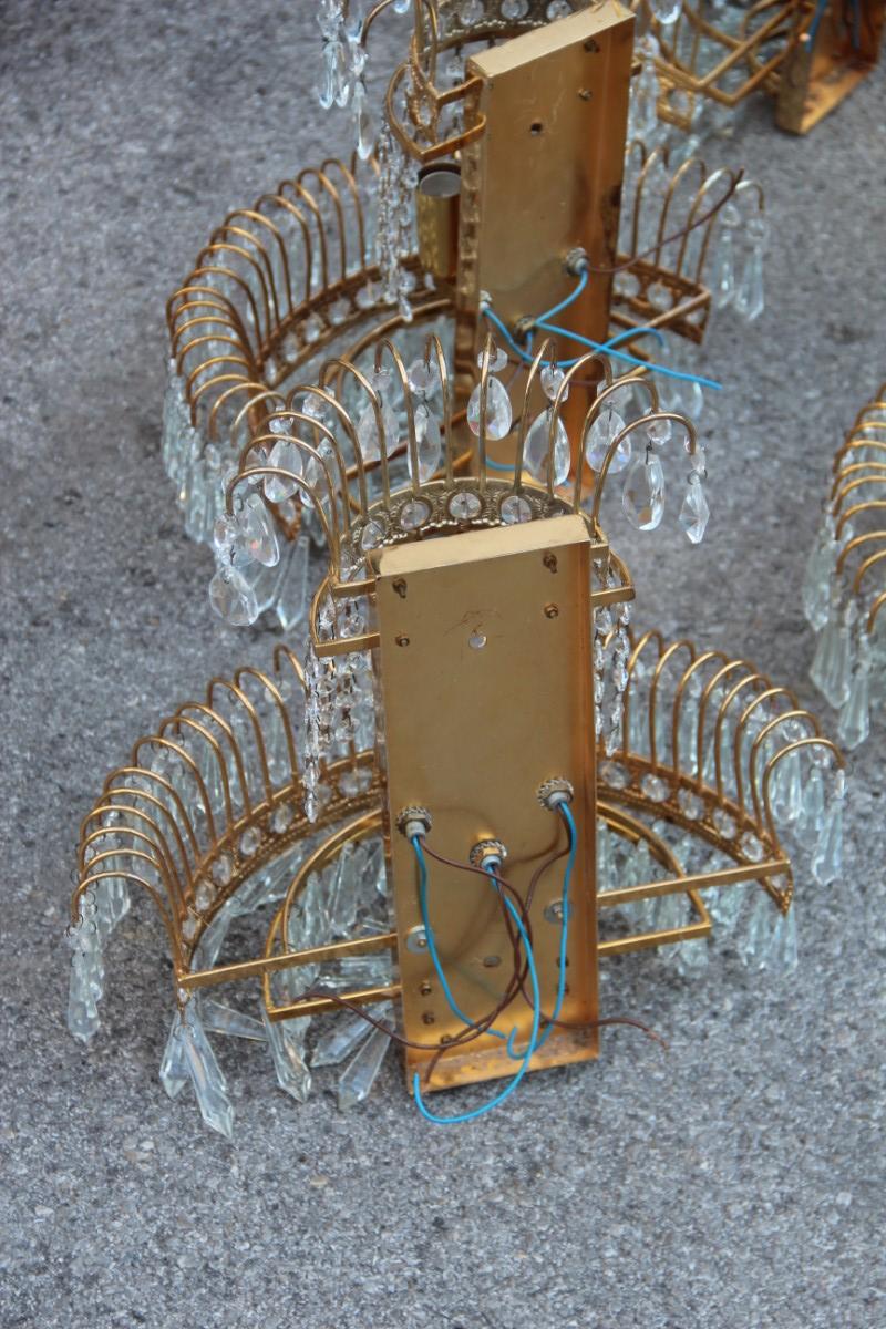 6 Appliques en cristal Swarovski et cristal plaqué or, design italien des années 1970, Cascade en cristal en vente 6