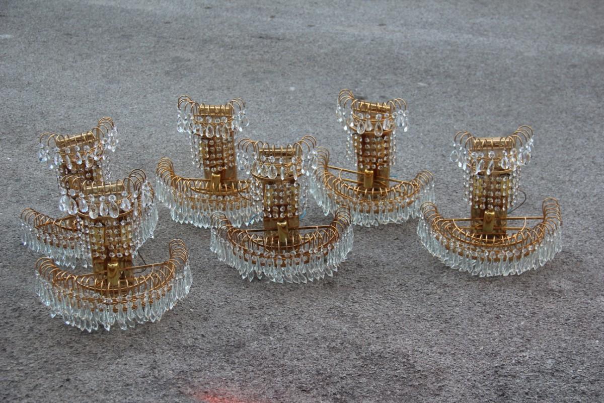 Set consisting of 6 sconces.
Sconces gold-plated Swarovski crystall Italian Design 1970s Cascade of Crystal.