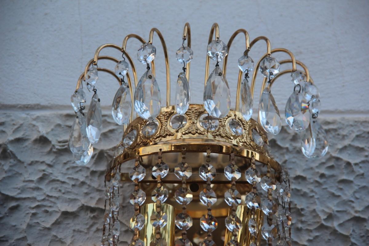 Fin du 20e siècle 6 Appliques en cristal Swarovski et cristal plaqué or, design italien des années 1970, Cascade en cristal en vente