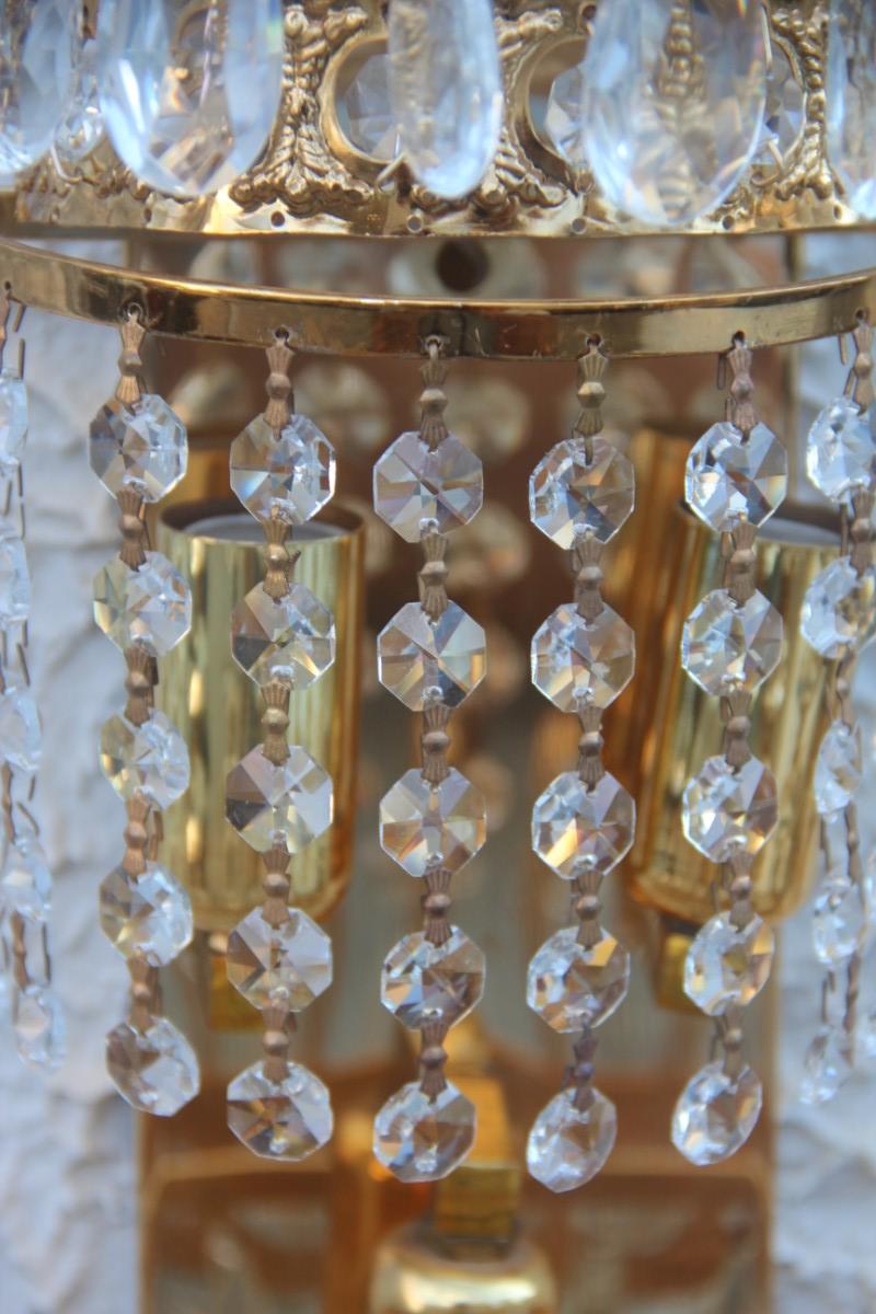 6 Sconces Gold-Plated Swarovski Crystall Italian Design 1970s Cascade of Crystal For Sale 1