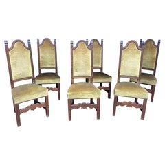 6 "Scratched" Oak Chairs with High Back, circa 1950