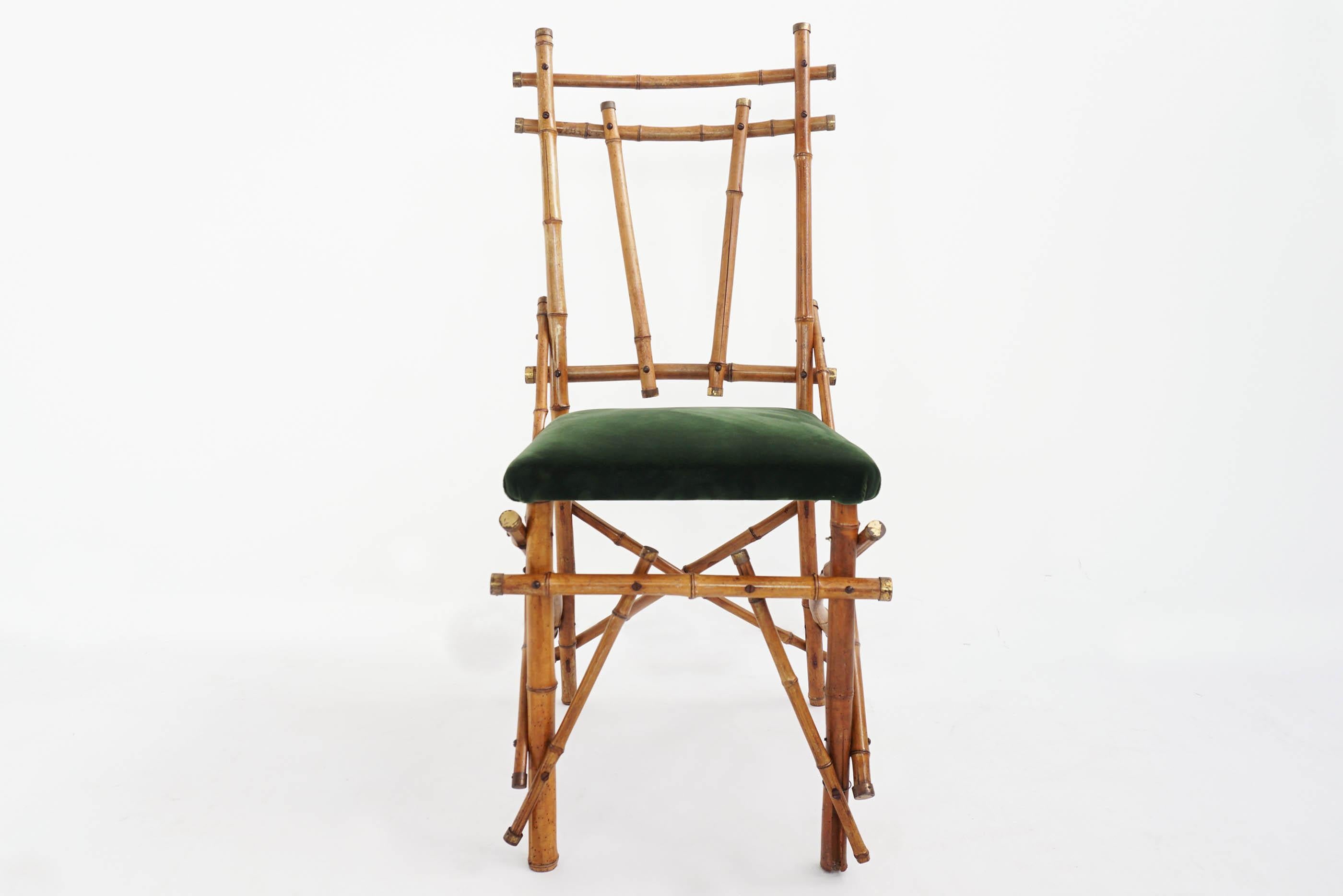 Mid-Century Modern 6 Sculptural Bamboo Chairs, Italy, 1960