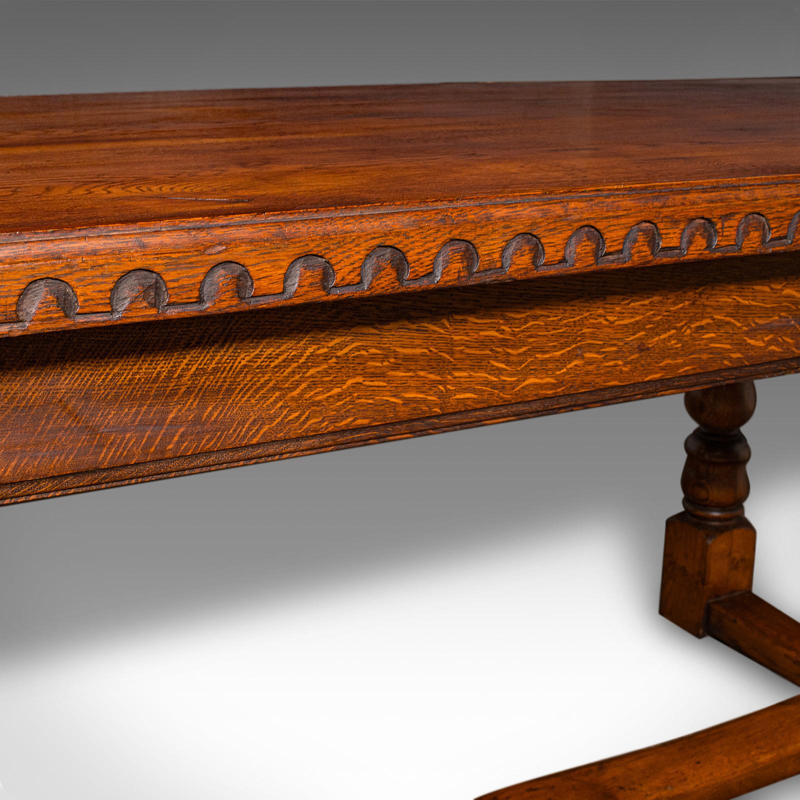 6 Seat Antique Dining Table, English, Oak, Country Kitchen, Refectory, Edwardian For Sale 5