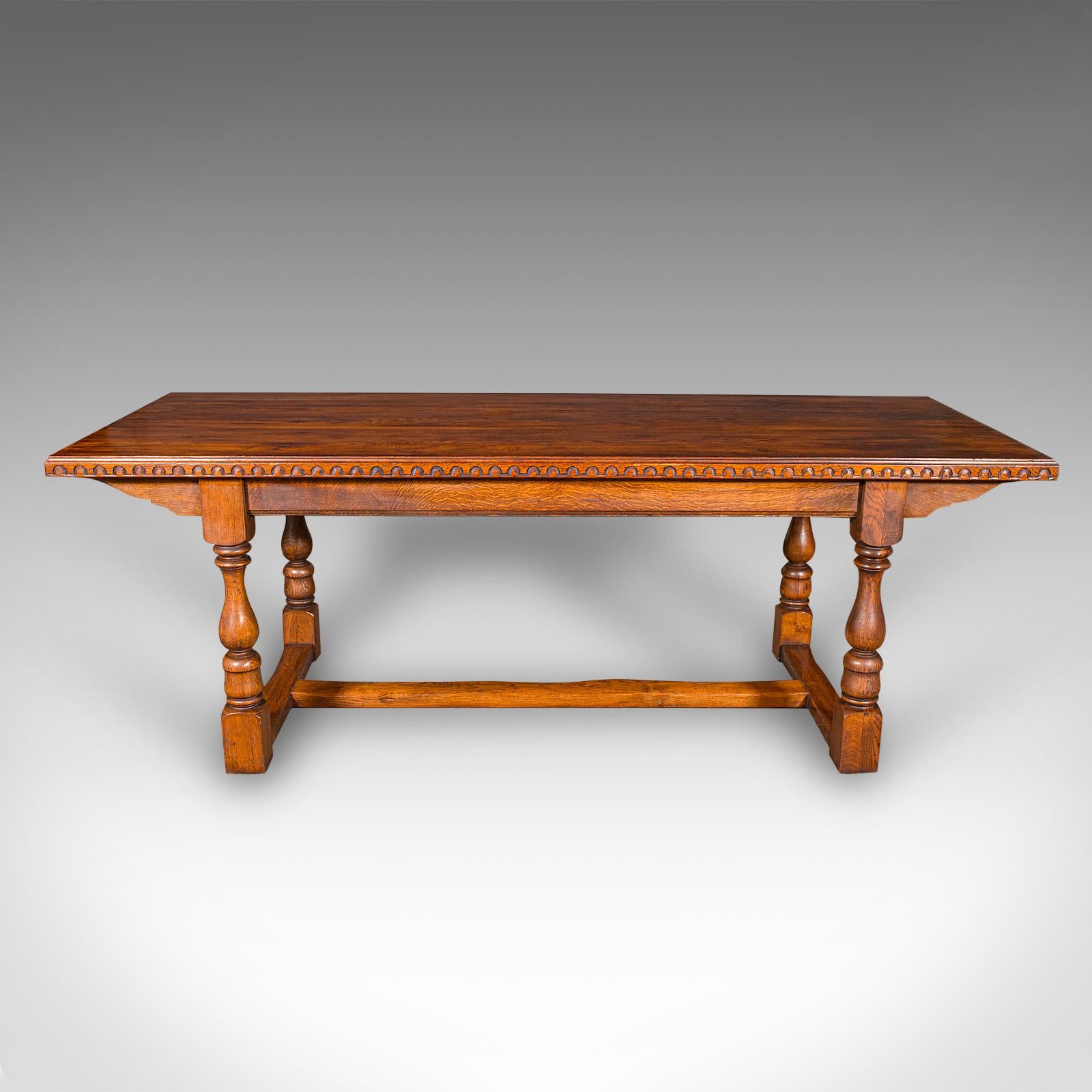 6 Seat Antique Dining Table, English, Oak, Country Kitchen, Refectory, Edwardian In Good Condition For Sale In Hele, Devon, GB
