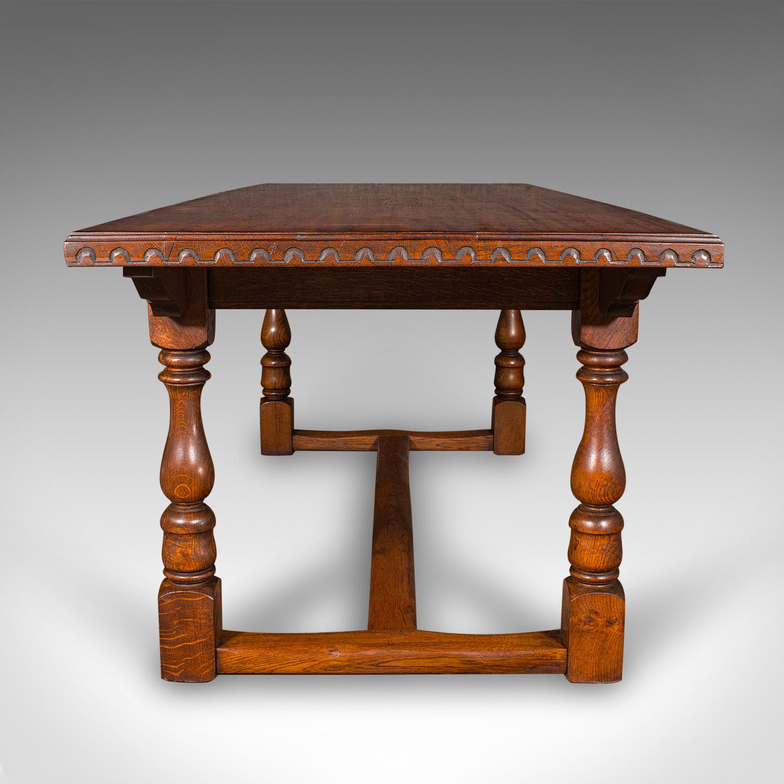 20th Century 6 Seat Antique Dining Table, English, Oak, Country Kitchen, Refectory, Edwardian For Sale