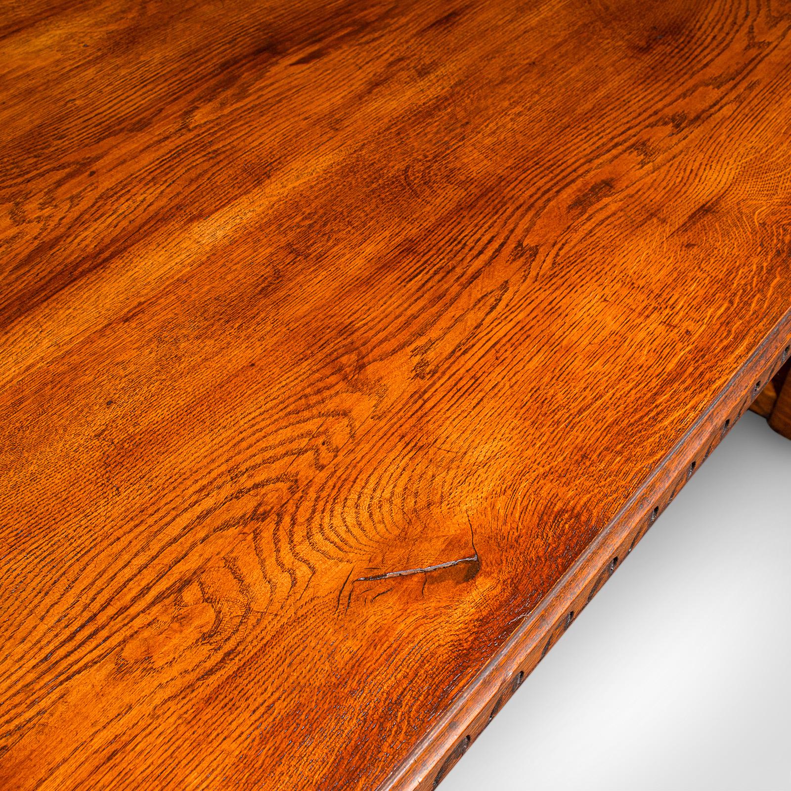 6 Seat Antique Dining Table, English, Oak, Country Kitchen, Refectory, Edwardian For Sale 2