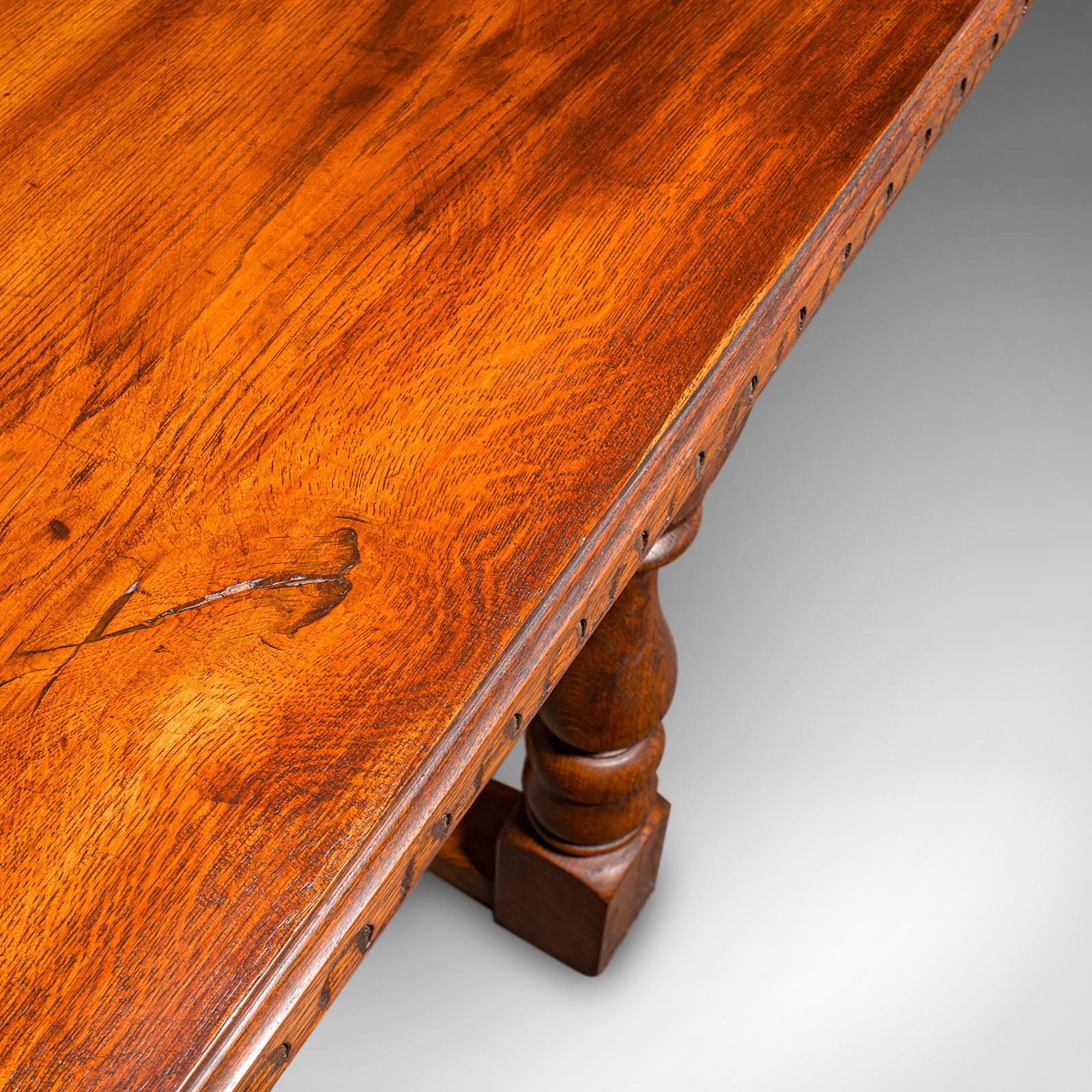 6 Seat Antique Dining Table, English, Oak, Country Kitchen, Refectory, Edwardian For Sale 3