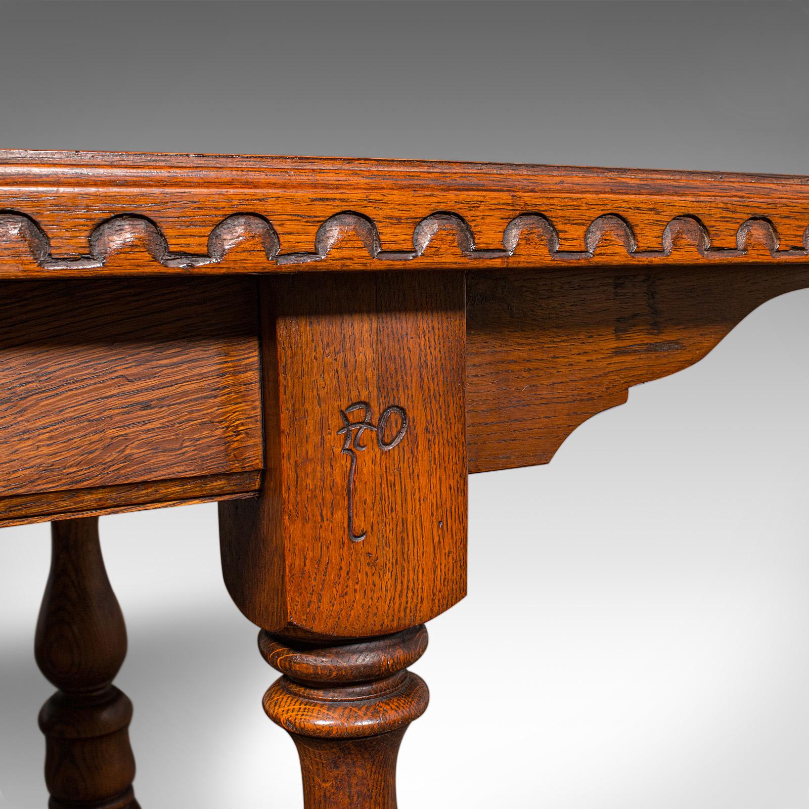 6 Seat Antique Dining Table, English, Oak, Country Kitchen, Refectory, Edwardian For Sale 4