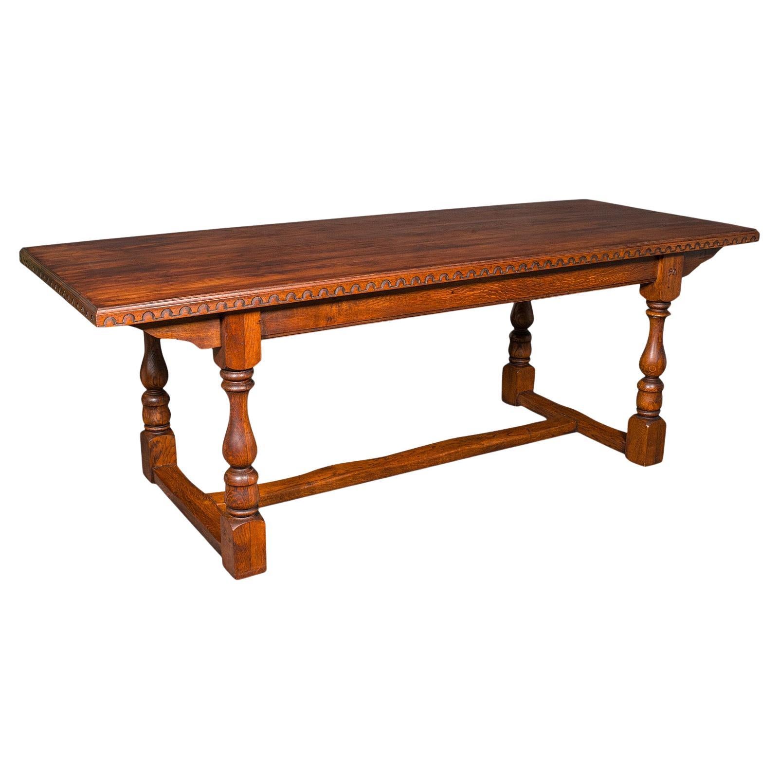 6 Seat Antique Dining Table, English, Oak, Country Kitchen, Refectory, Edwardian For Sale
