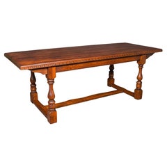 6 Seat Antique Dining Table, English, Oak, Country Kitchen, Refectory, Edwardian