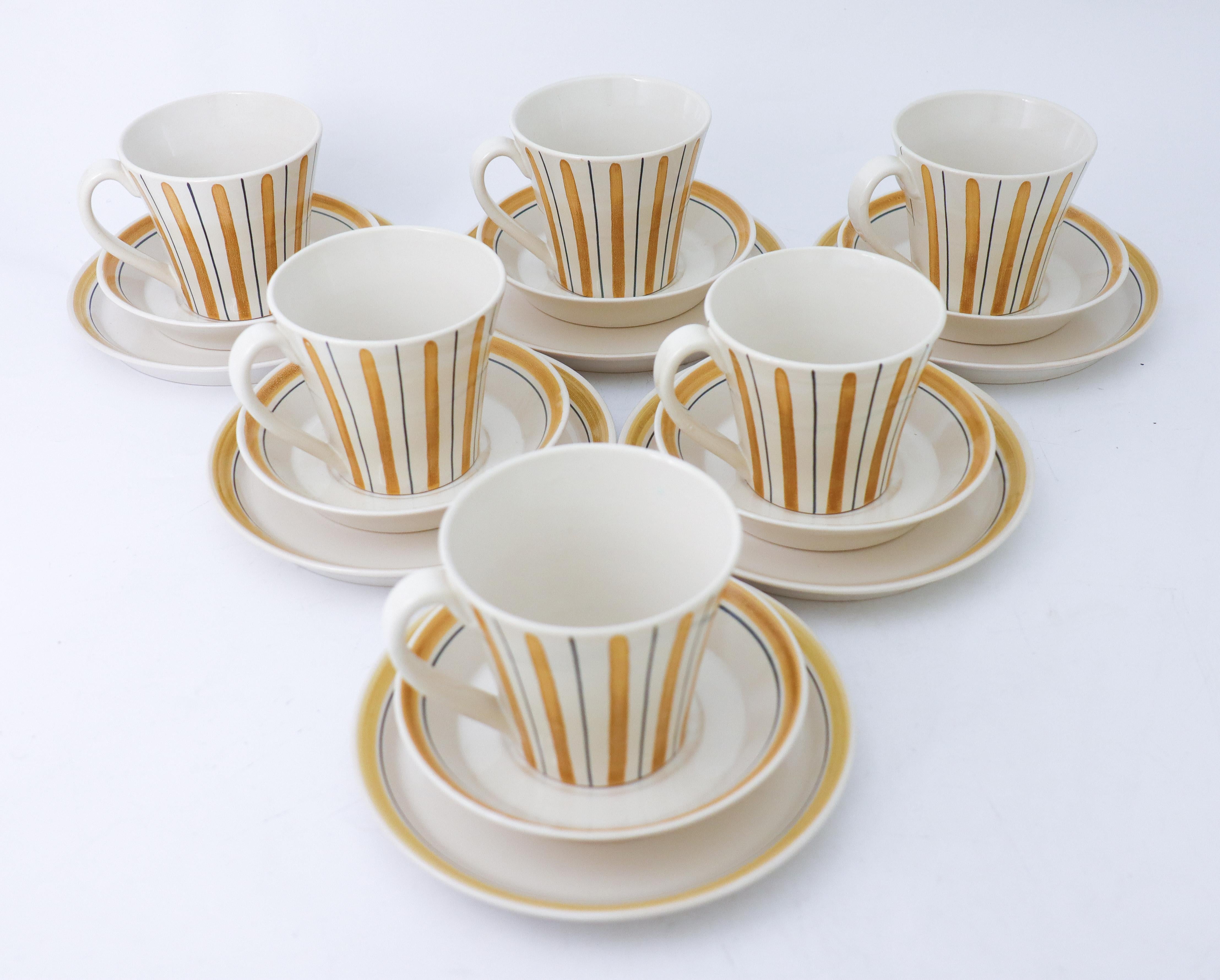 Suédois 6 ensembles de tasses à thé avec soucoupes et assiettes - 