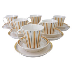 6 Sets of Tea Cups with Saucers & Plates, "Lilja" "Lilly", Bo Fajans, Sweden