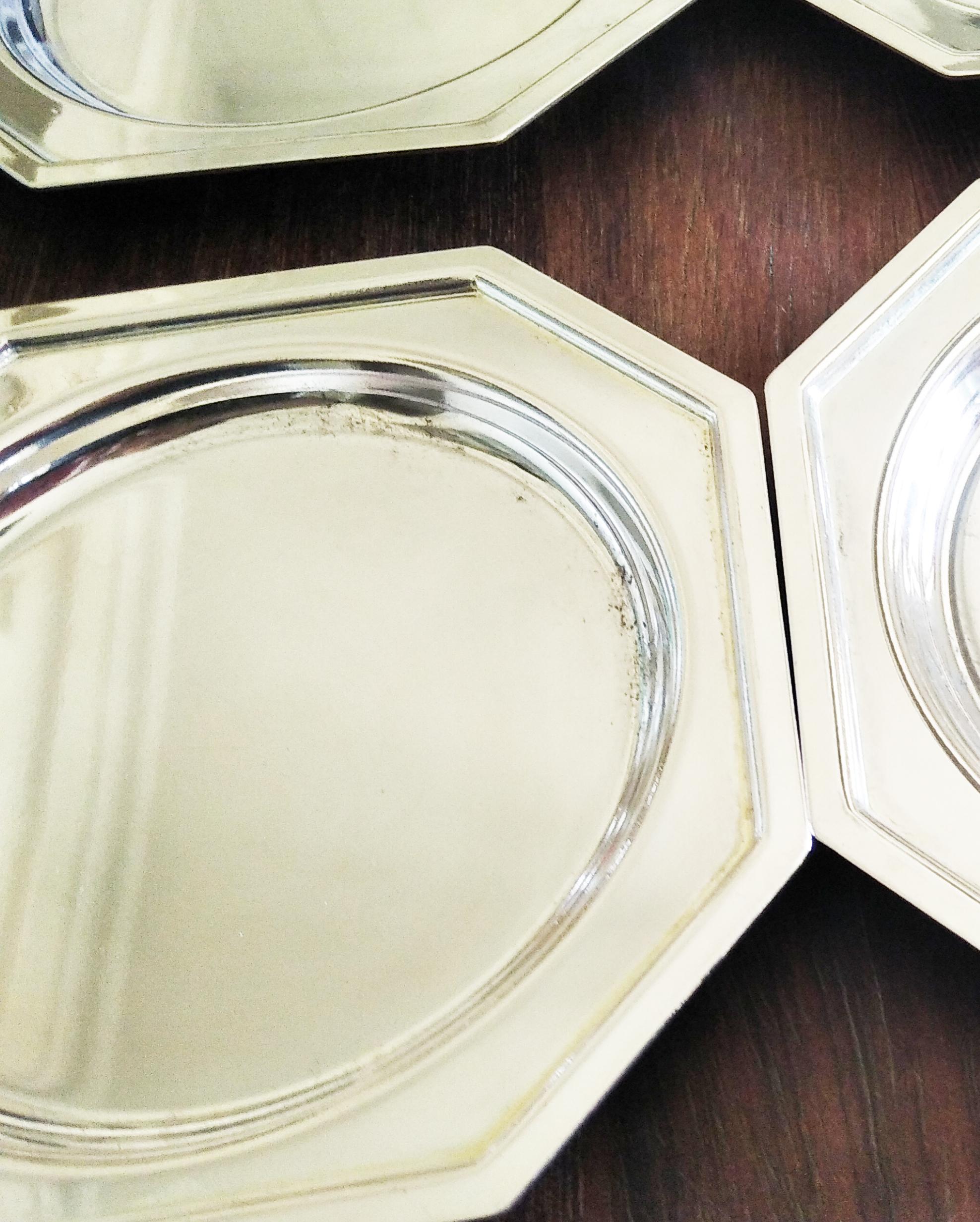 6 Silver Coasters With Velvet Case, Midcentury For Sale 5