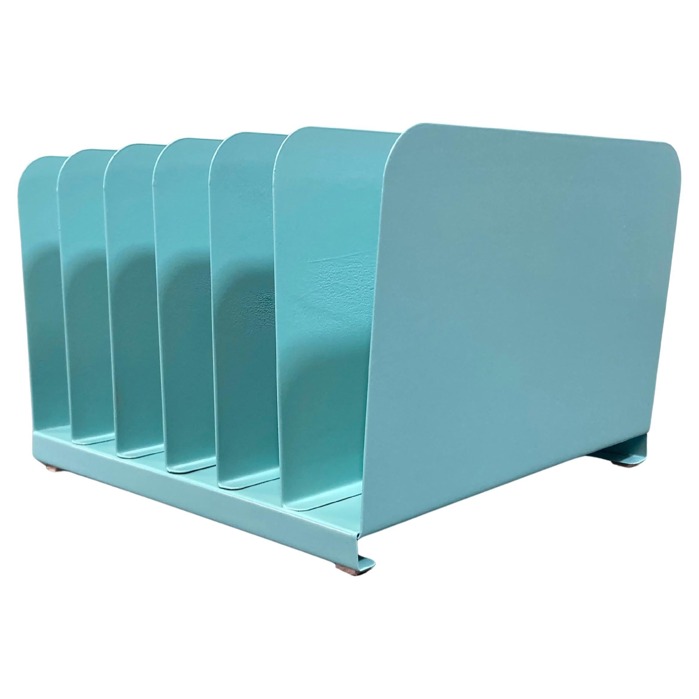 6 Slot Desktop File Holder - Refinished in Aqua