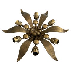 Pendelleuchte mit 6 Fassungen in Form einer Blume aus schwerem Messing von Hans Möller, 1960er Jahre, Deutschland Pendelleuchte mit 6 Fassungen in Form einer Blume aus schwerem Messing von Hans Möller, 1960er Jahre, Deutschland