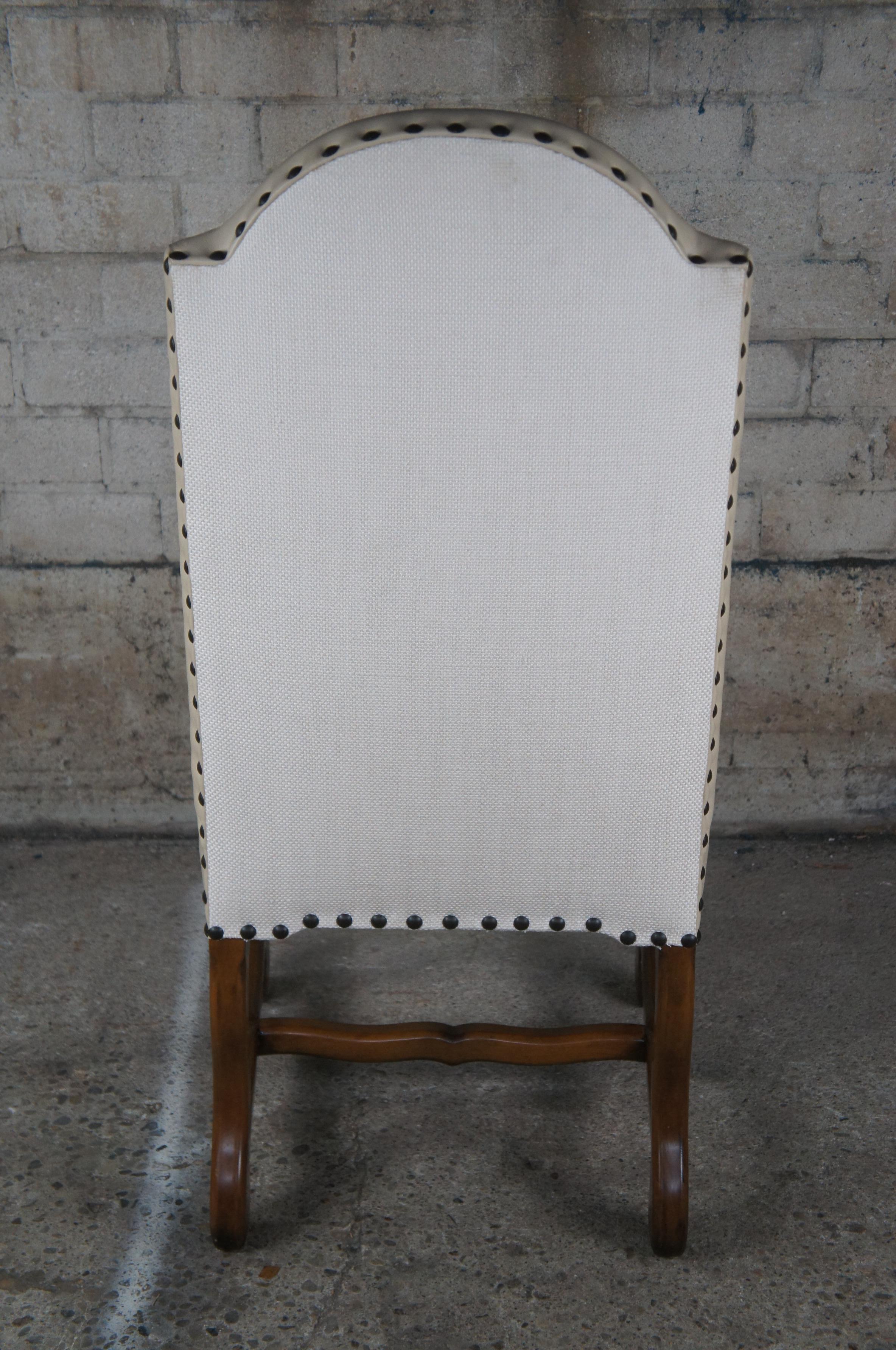 6 Spanish Revival Tuscan Modern Mahogany & Leather Nailhead Dining Side Chairs In Good Condition For Sale In Dayton, OH