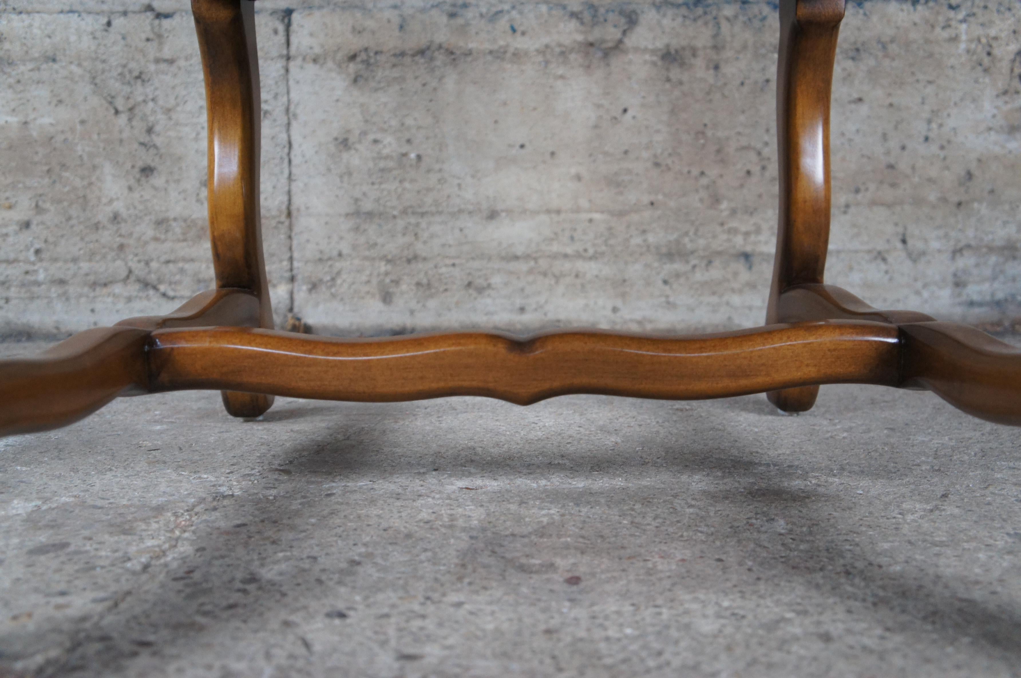 6 Spanish Revival Tuscan Modern Mahogany & Leather Nailhead Dining Side Chairs For Sale 1