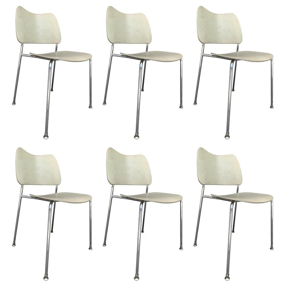 6 Stacking Chairs Made in Sweden by Lammhults Mobel