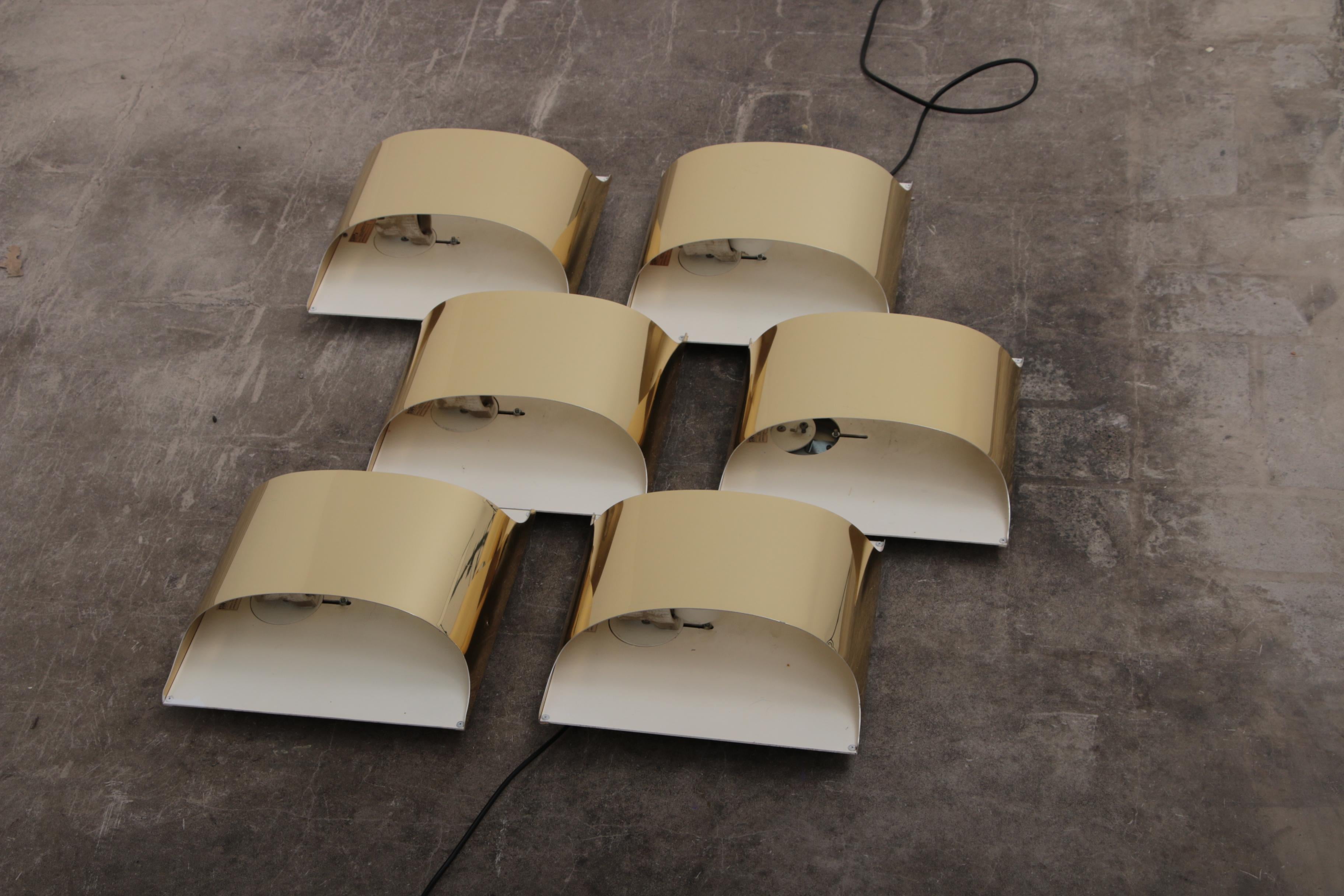 6 Staff Leuchten Germany Gold Plate wall lamps design from 1968 For Sale 5