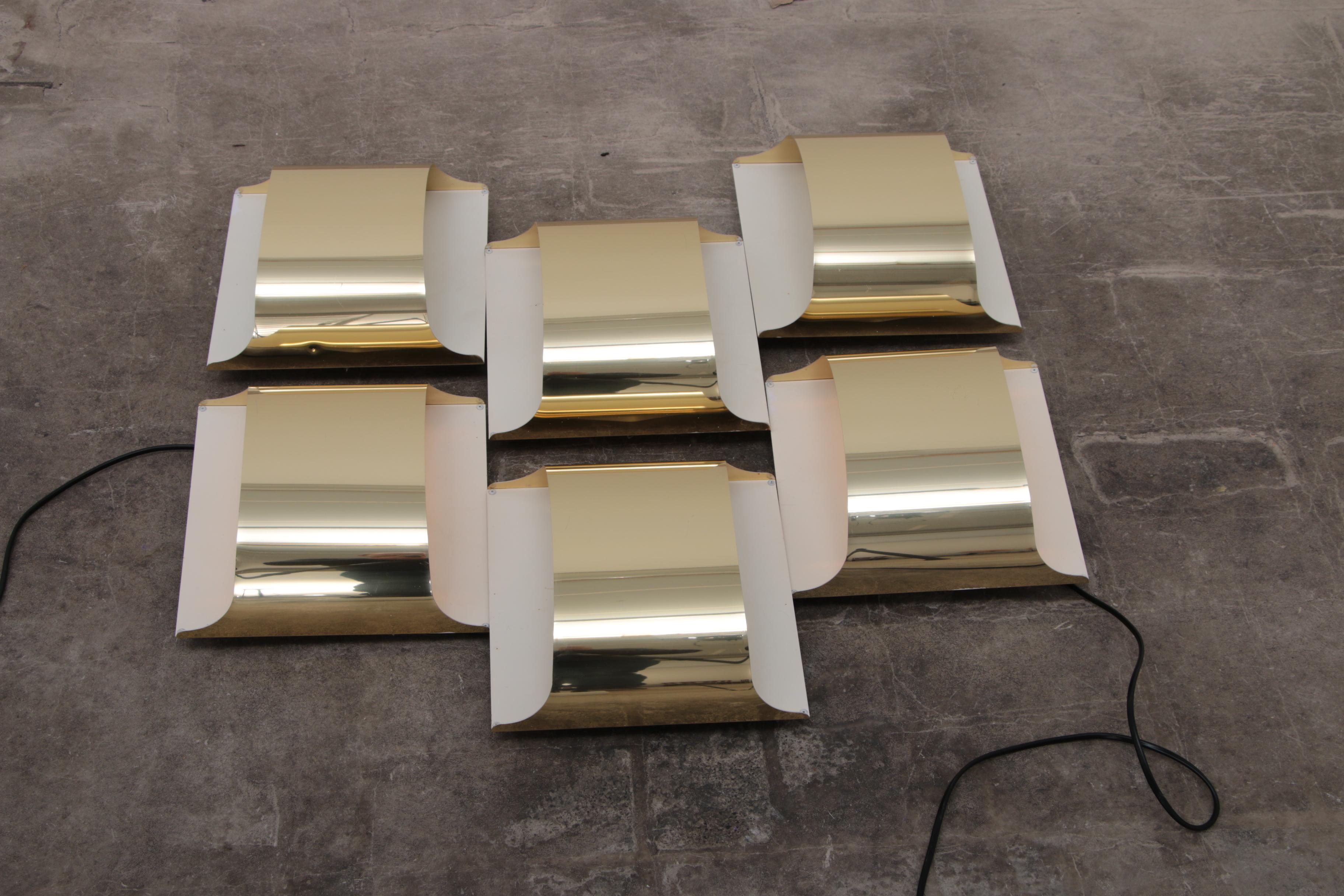 6 Staff Leuchten Germany Gold Plate wall lamps design from 1968 For Sale 9