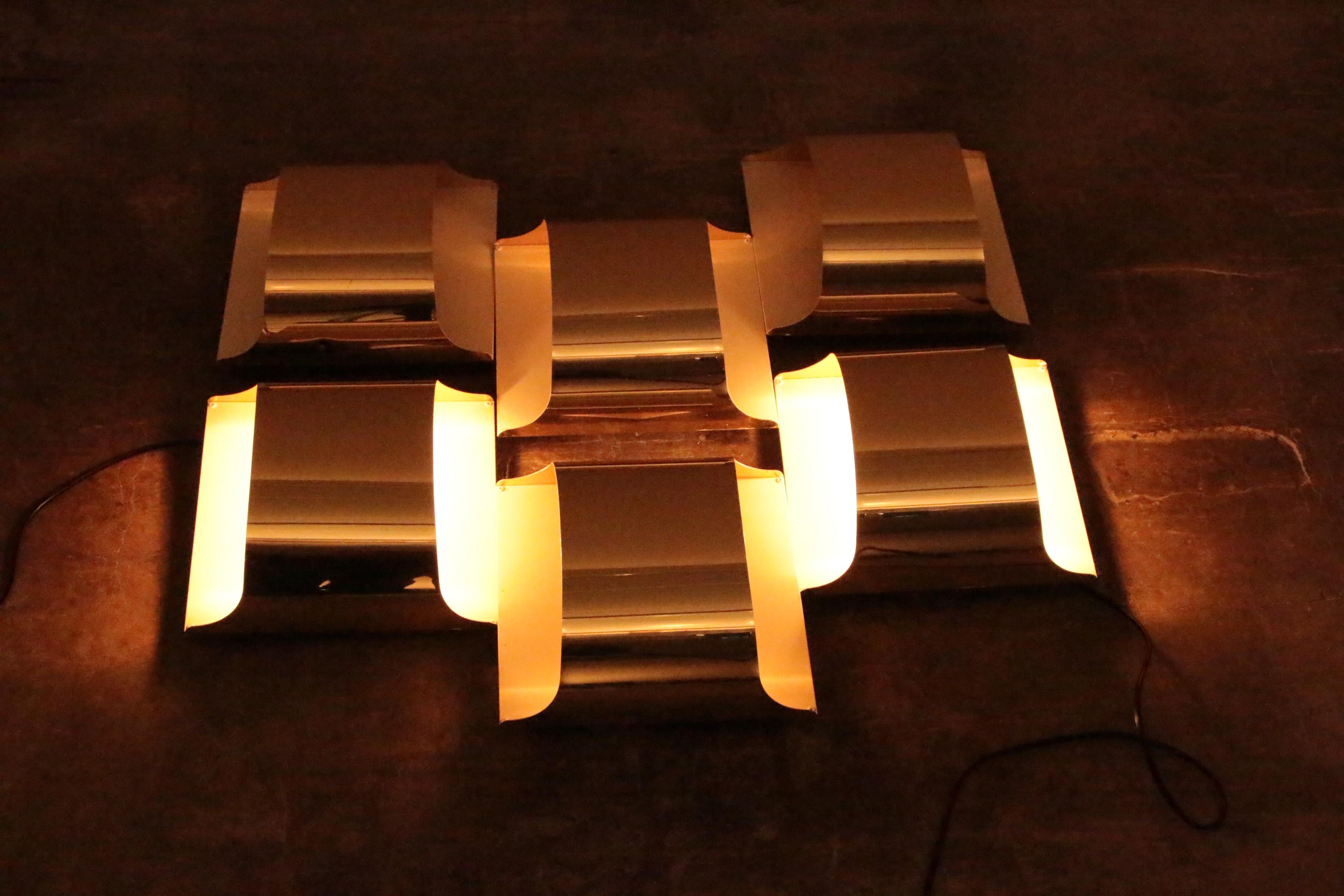 6 Staff Leuchten Germany Gold Plate wall lamps design from 1968 For Sale 10