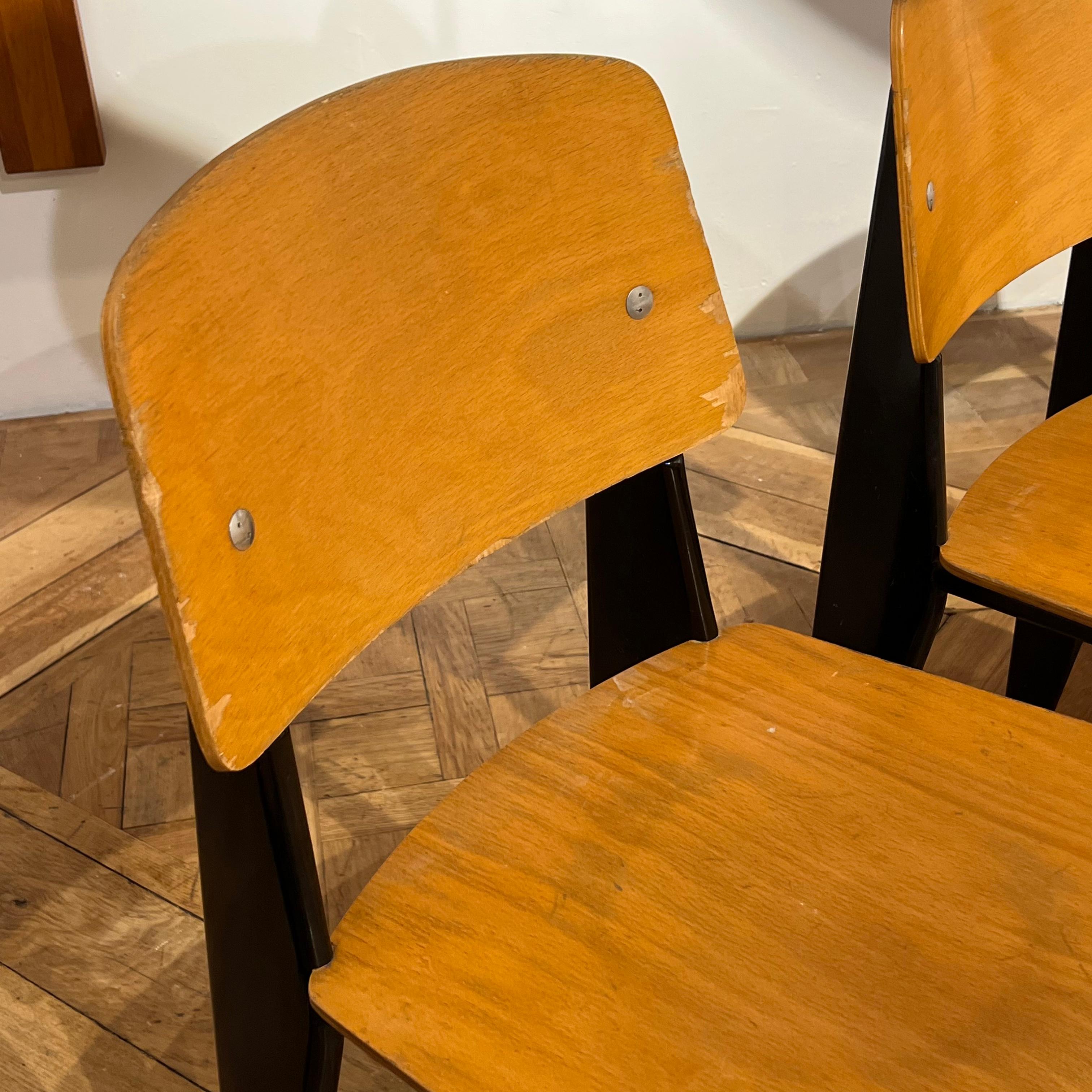 Mid-Century Modern 6 Standard Chairs by Jean Prouve 1950s