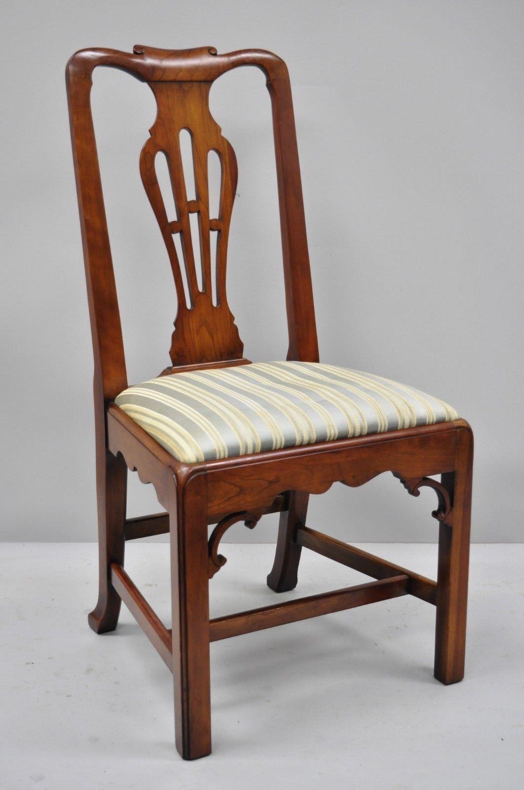 6 Statton Centennial Cherry Chippendale Style Dining Chairs for Duckloe 2