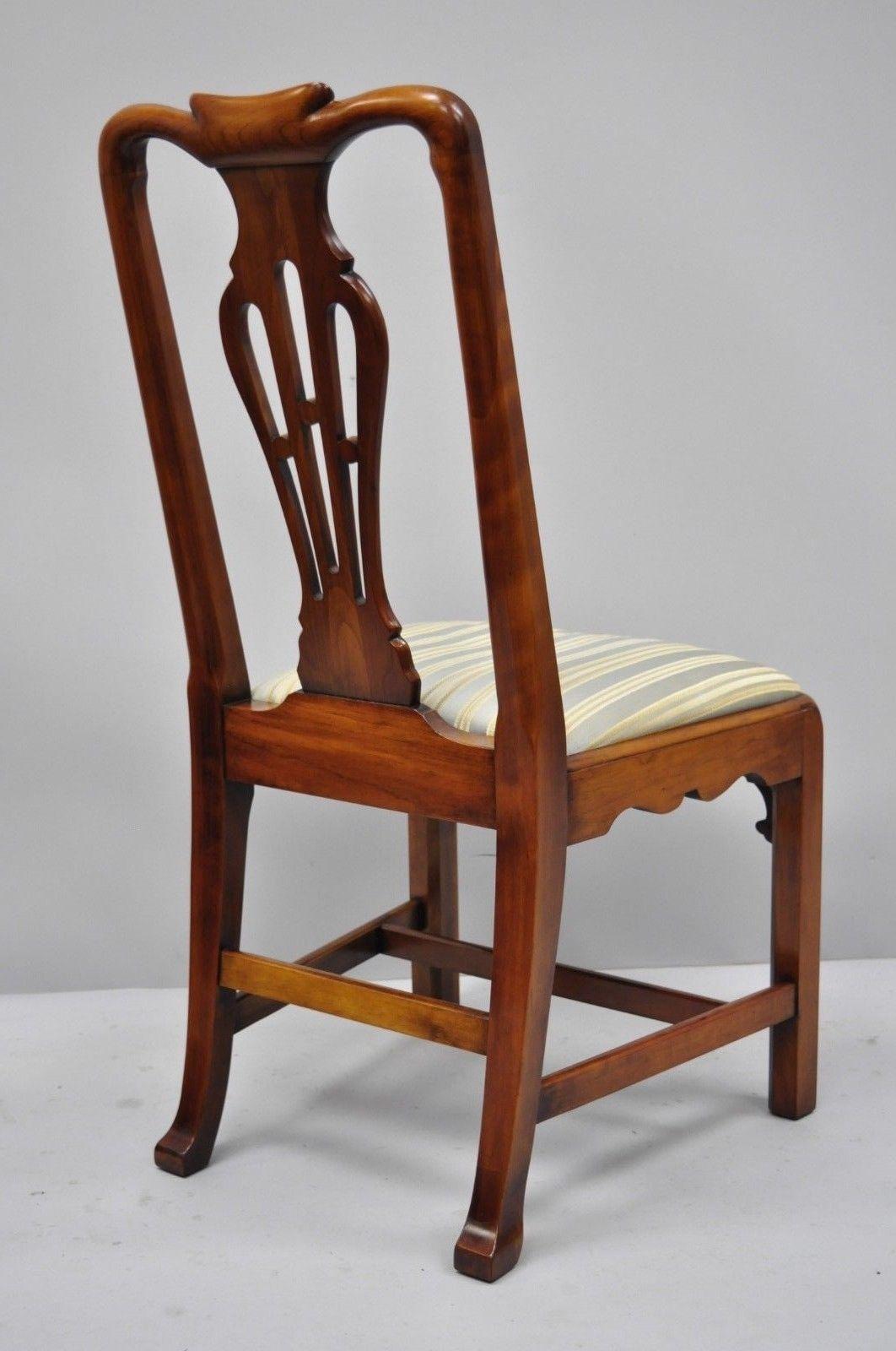 North American 6 Statton Centennial Cherry Chippendale Style Dining Chairs for Duckloe