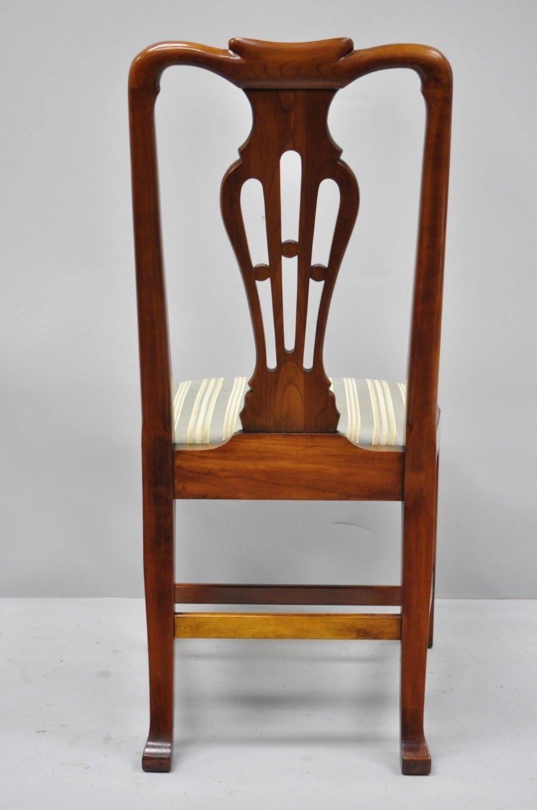 Wood 6 Statton Centennial Cherry Chippendale Style Dining Chairs for Duckloe