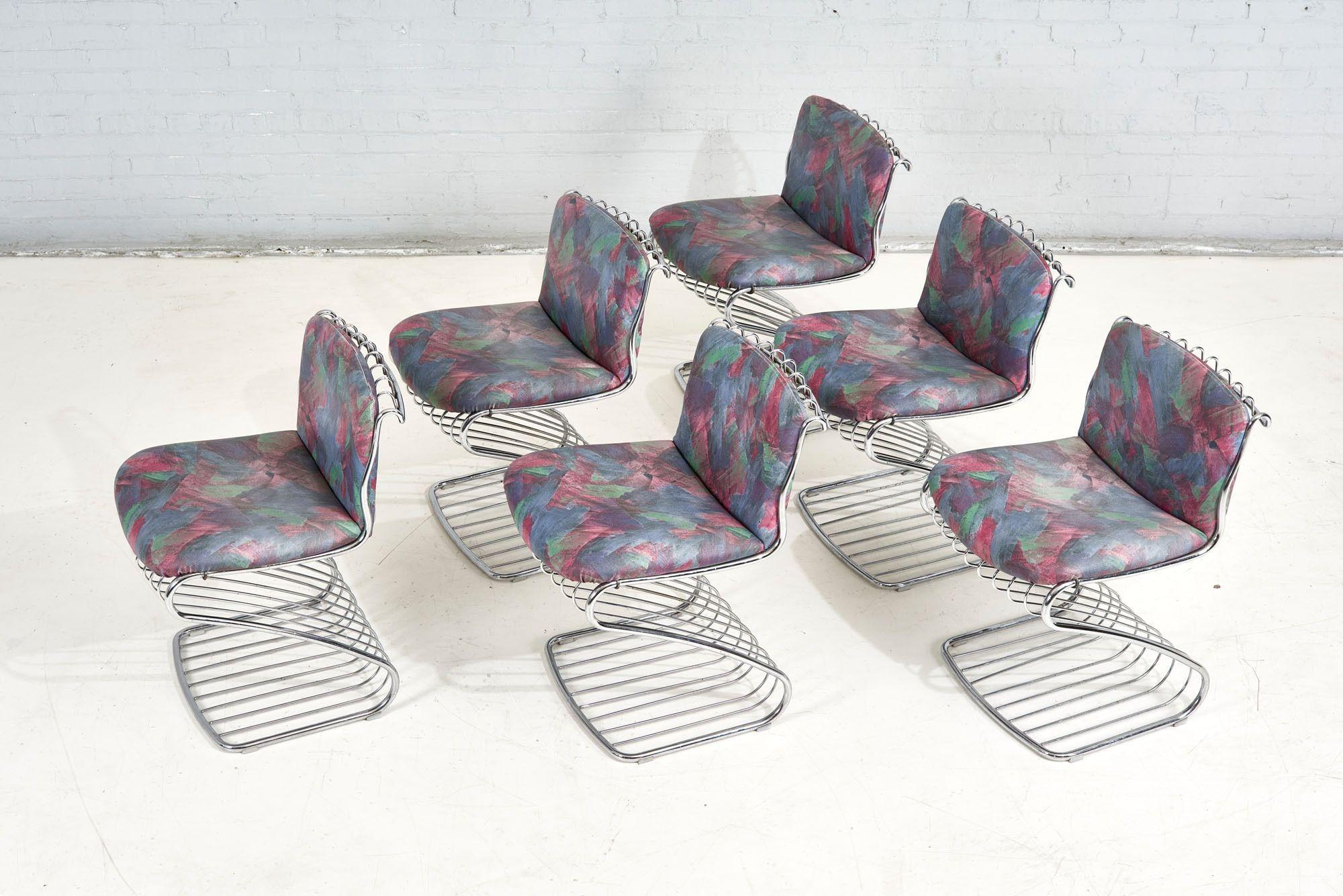 6 Steel Gastone Rinaldi Dining Chairs for Rima, Italy, 1970 In Good Condition For Sale In Chicago, IL