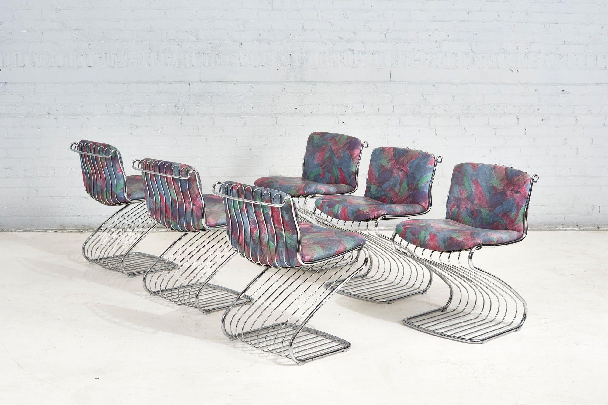 Fin du 20e siècle 6 Chaises de salle à manger en acier Gastone Rinaldi pour RIMA, Italie, 1970 en vente