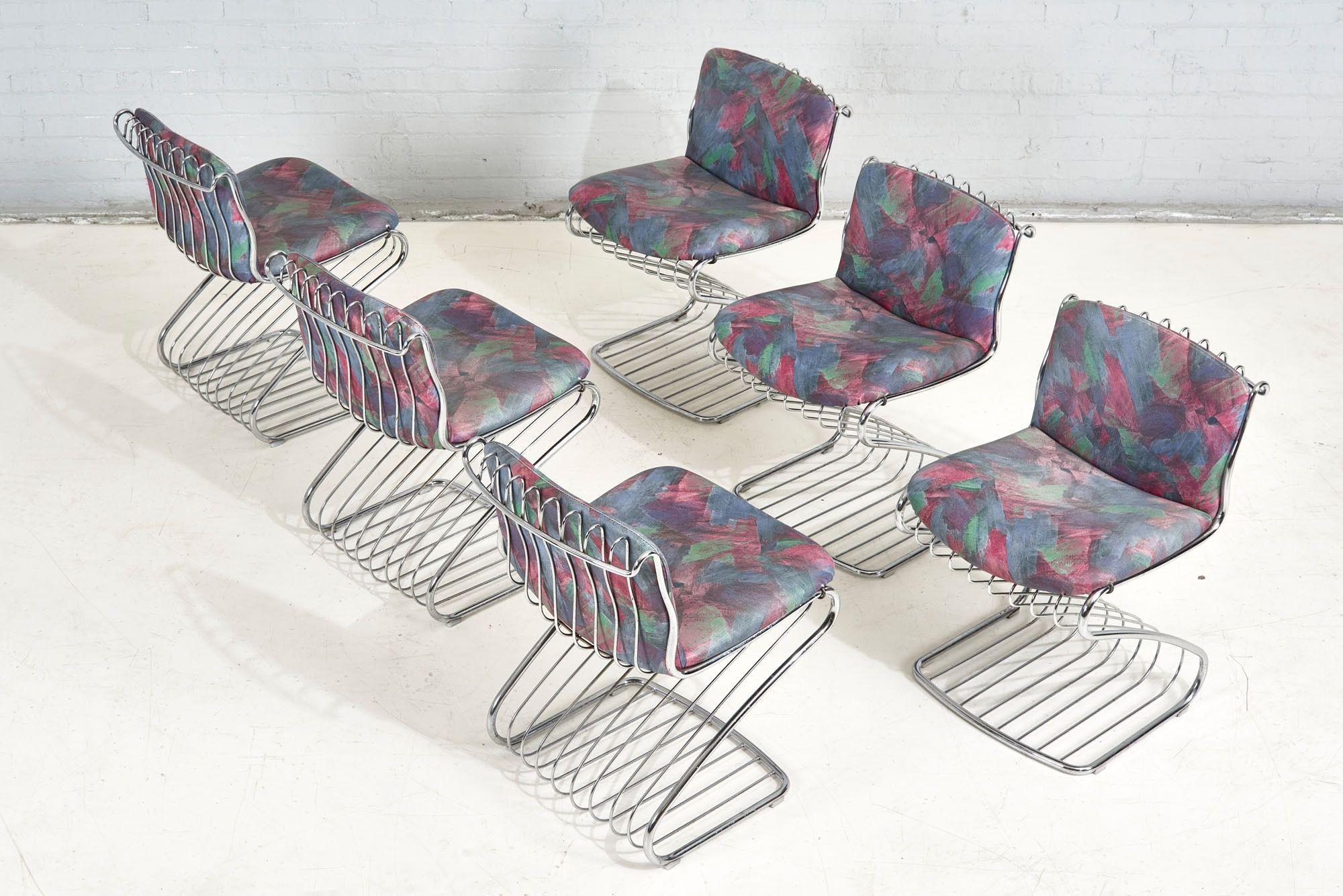 Acier 6 Chaises de salle à manger en acier Gastone Rinaldi pour RIMA, Italie, 1970 en vente