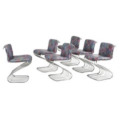 6 Chaises de salle à manger en acier Gastone Rinaldi pour RIMA, Italie, 1970