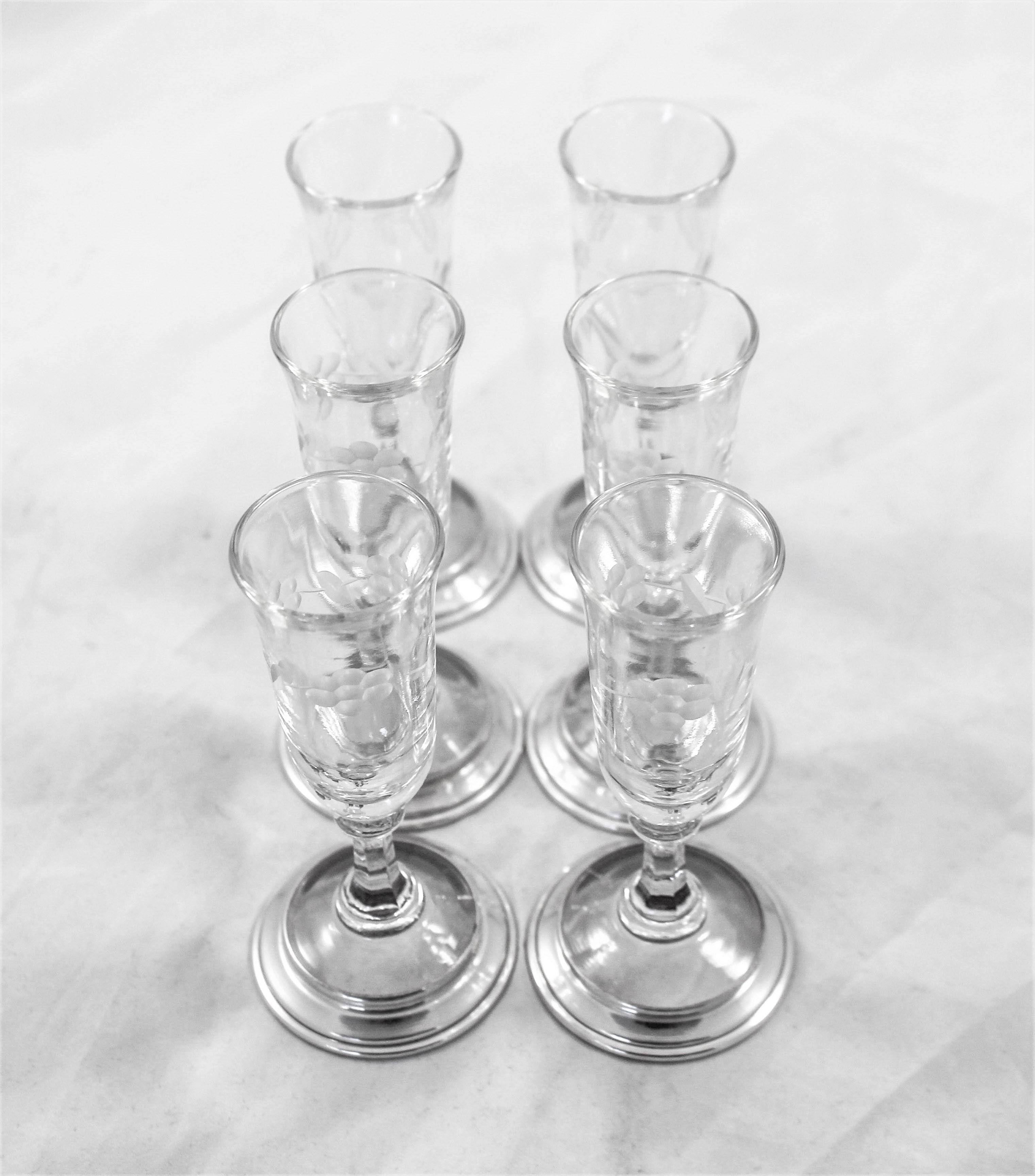 American 6 Sterling and Crystal Cordials