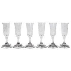 Antique 6 Sterling and Crystal Cordials