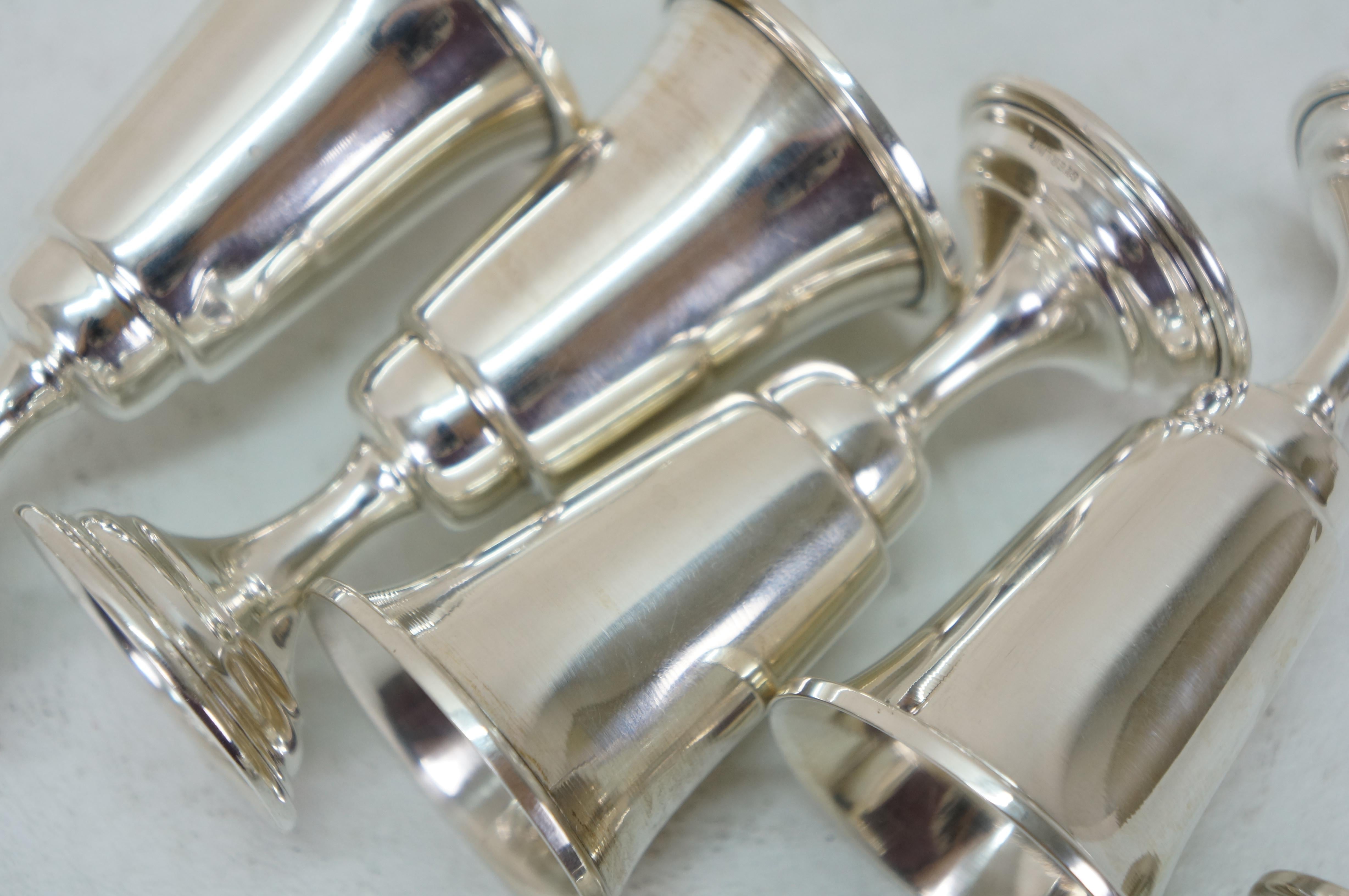 6 Sterling Silver 925 Cordial Liquor Port Aperitif Shot Glasses Goblets 150g 3